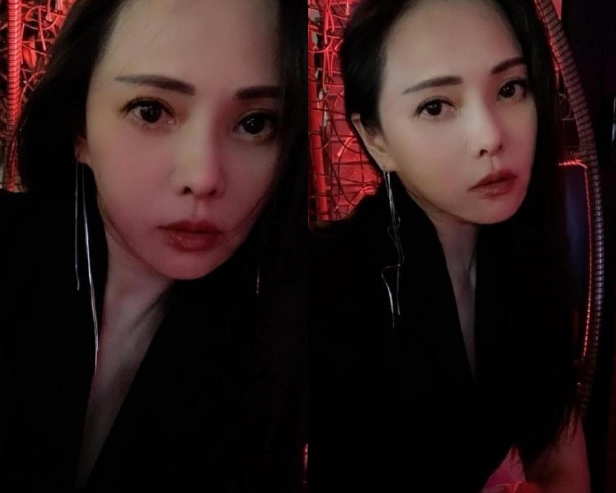 伊能靜發享受夜生活美照,卻遭酸民質疑割眼袋。(微博圖片)