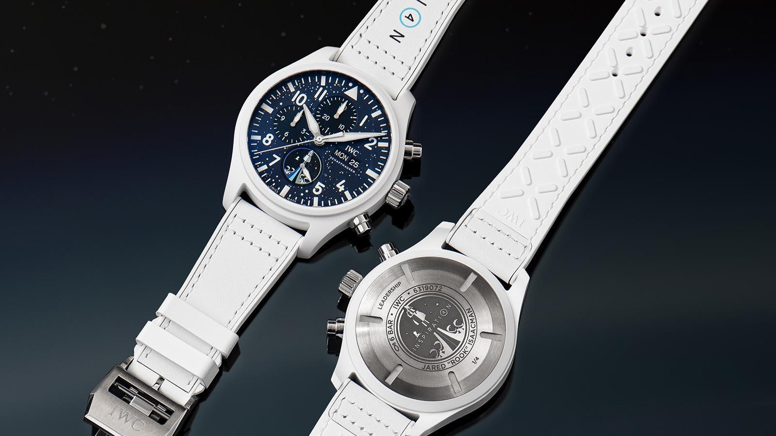 IWC Pilot's Watch Chronograph Edition “Inspiration4”|型號IW389110/錶徑44.5mm/白色陶瓷錶殼/時、分、小秒、日期、星期指示、計時碼錶功能/69380自動上鏈機芯/防水約60米