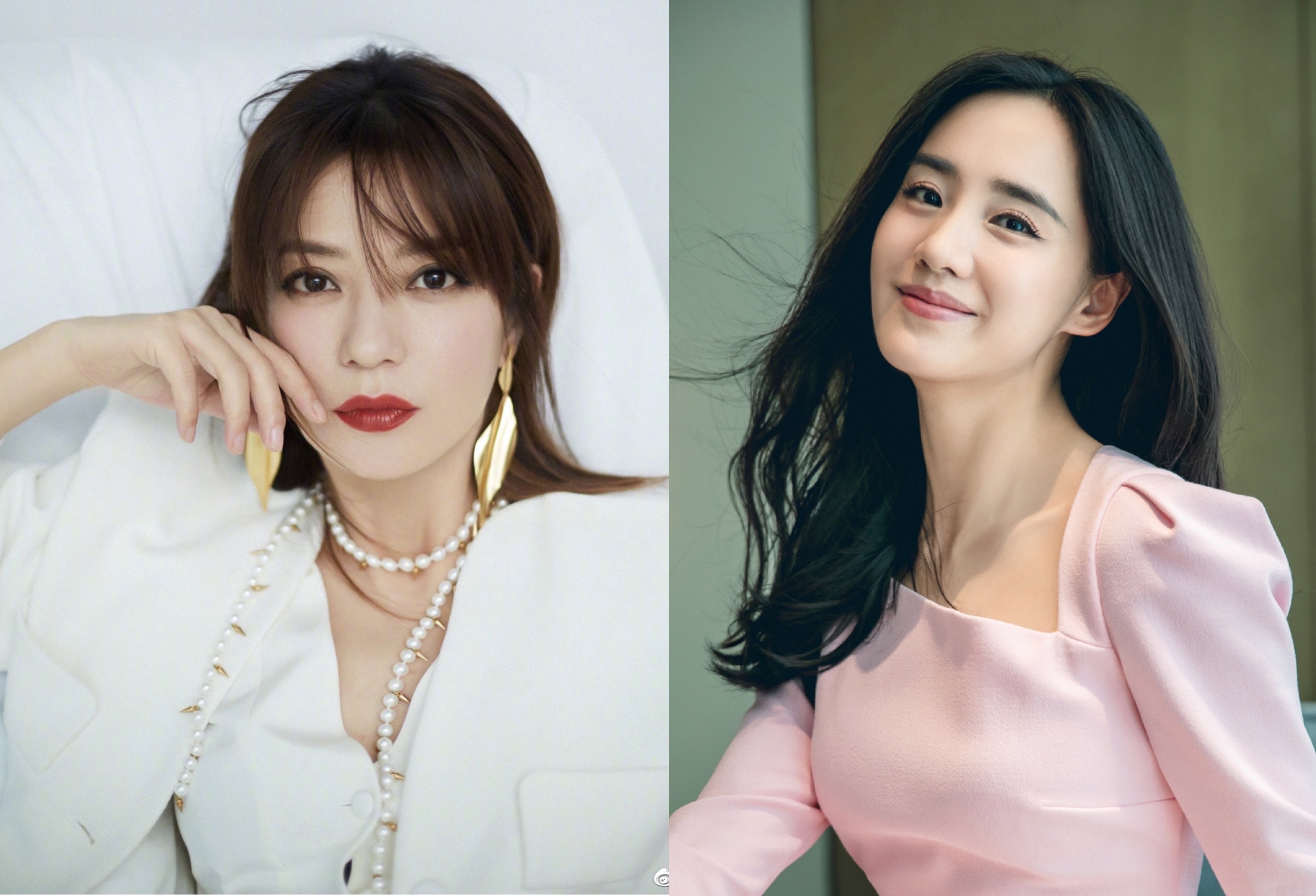 趙薇（左）被官方點名封殺，牽連旗下藝人王智（右）丟了演出機會。（翻攝自趙薇、王智微博）