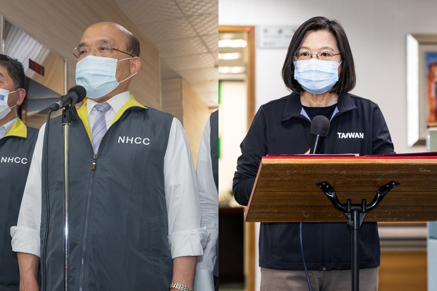 針對台灣明年是否要買3,000萬劑BNT疫苗，黃暐瀚認為行政院長蘇貞昌（左）表態不清，應該讓總統蔡英文（右）來定奪。（本刊資料照）