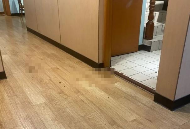 女子留下一攤攤的「咖啡色液體」,不處理逃走。(翻攝自Dcard)