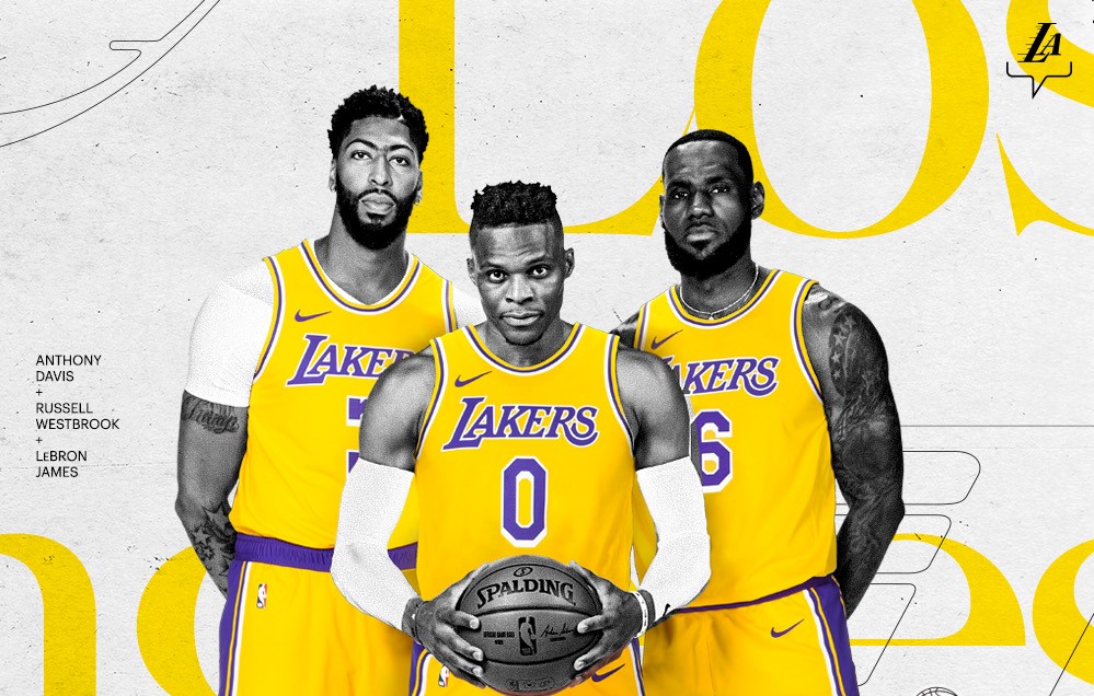 戴維斯、詹姆士以及威斯布魯克組成湖人3星，但整隊年齡偏大令人堪憂。（翻攝自湖人隊臉書）