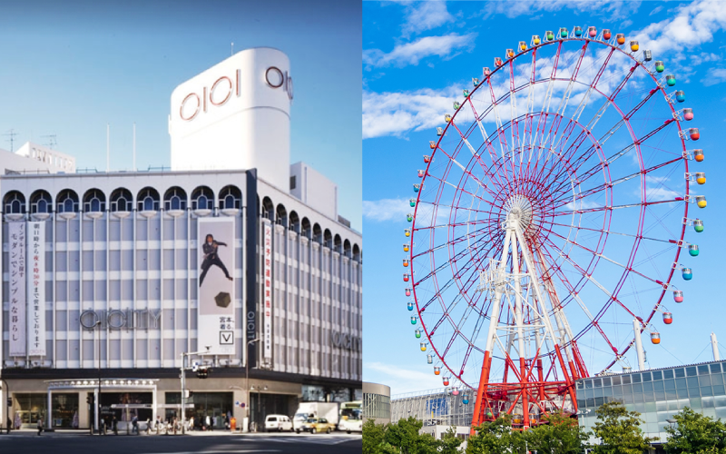 日本疫情延燒一年，陸續出現大型知名景點與百貨的關店潮，台場地標摩天輪所屬的《Palette Town》將於年底起陸續結束營業，池袋車站西口的指標名店丸井百貨（0101）已於8月底熄燈。（翻攝odaiba.net／google map）