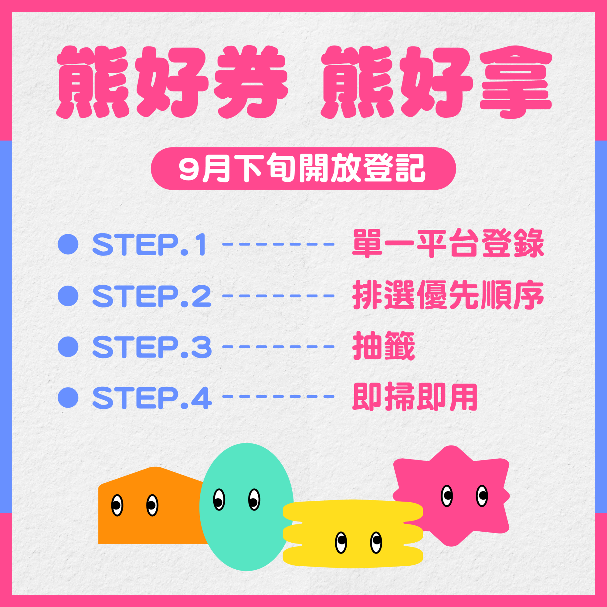 台北熊好券預計9月下旬開放於台北通App登記抽獎。（台北市政府提供）