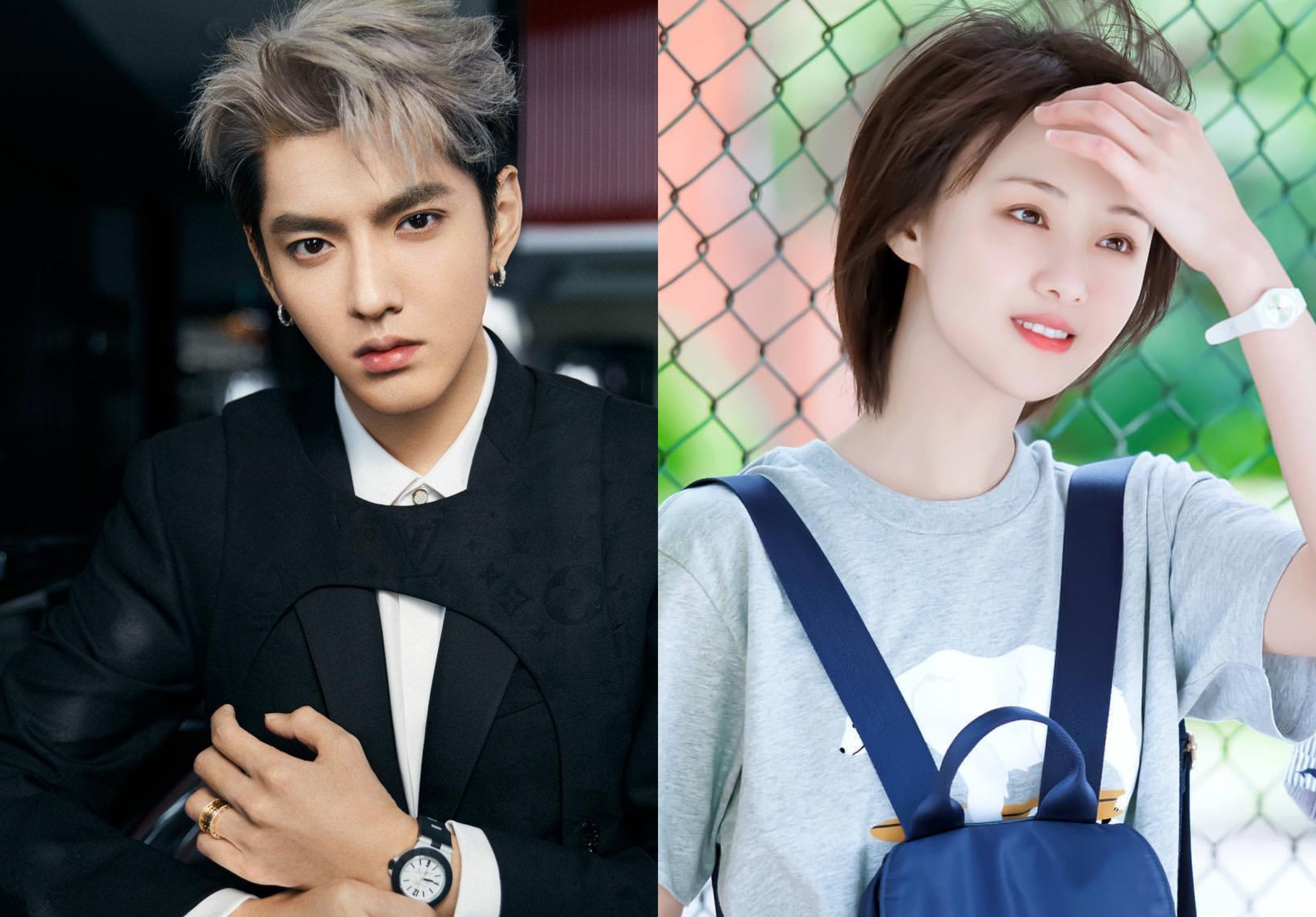 大陸藝人鄭爽（右）與吳亦凡先後被掀出逃漏稅及強姦女性等罪名，如今已被列為劣跡藝人，演藝生命完結。（翻攝自鄭爽、吳亦凡IG）