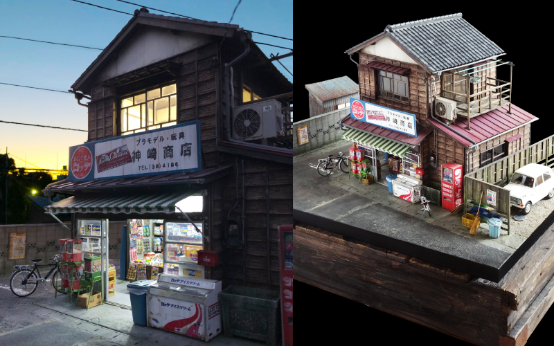 日本知名微縮模型大師荒木智，在推特上傳作品，逼真的畫面讓許多人一度以為是真實場景。（翻攝推特@arakichi1969）