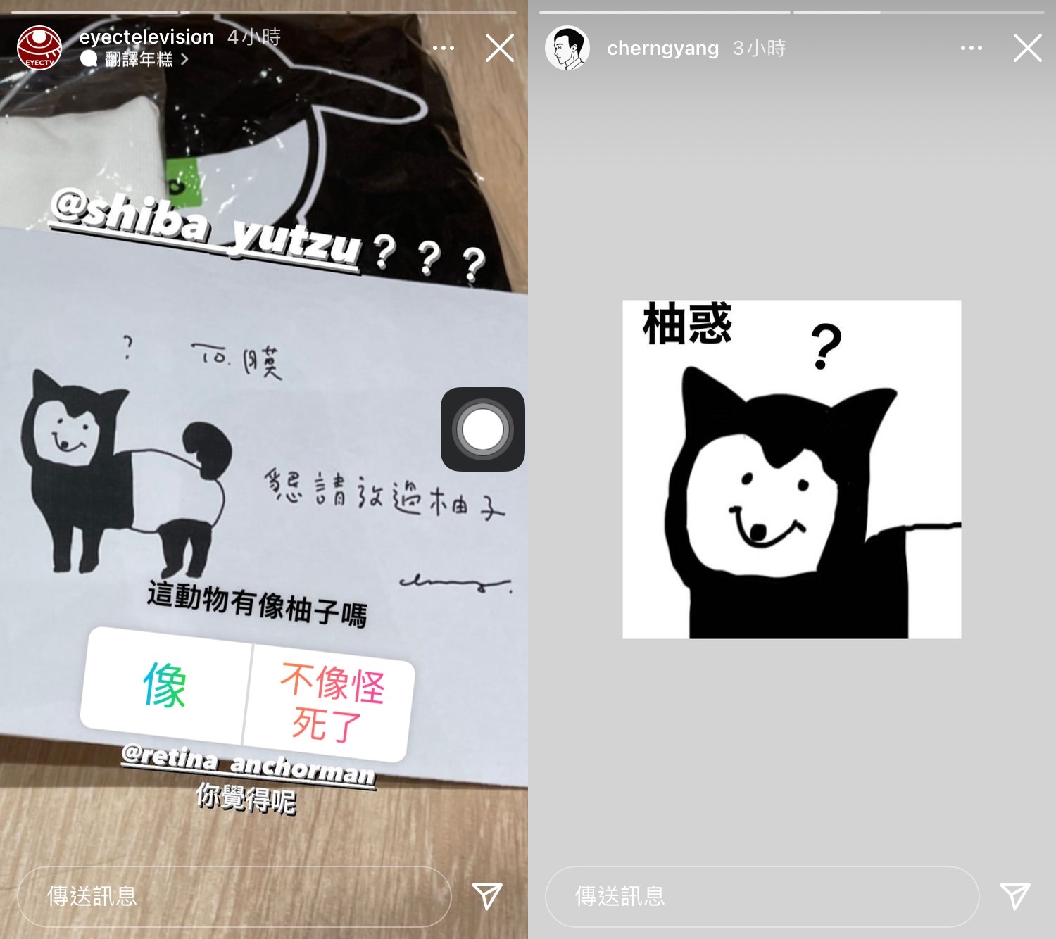Cherng把柚子畫成馬來貘的形象,還戲稱是「柚惑」。(翻攝自眼球中央電視台、CherngIG)