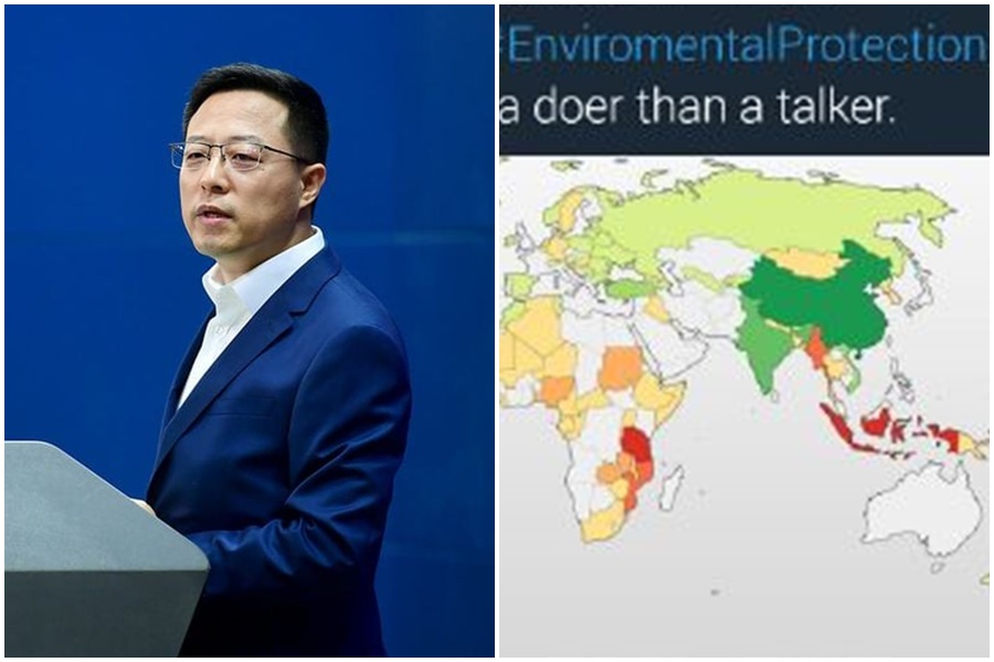 趙立堅因推文裡的中國地圖不含台灣，遭中國網友指責是辱華。（翻攝自微博）