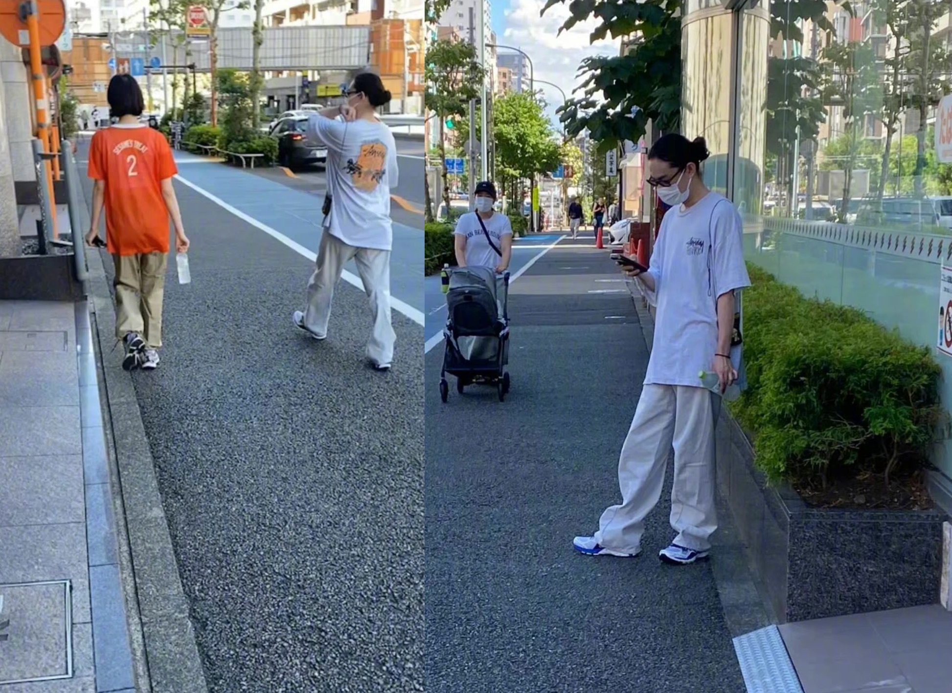 菅田將暉和小松菜奈上月上月被中國網友在住處附近撞見，2人走在路上雖保持距離，並沒有刻意迴避粉絲。（翻攝自微博）