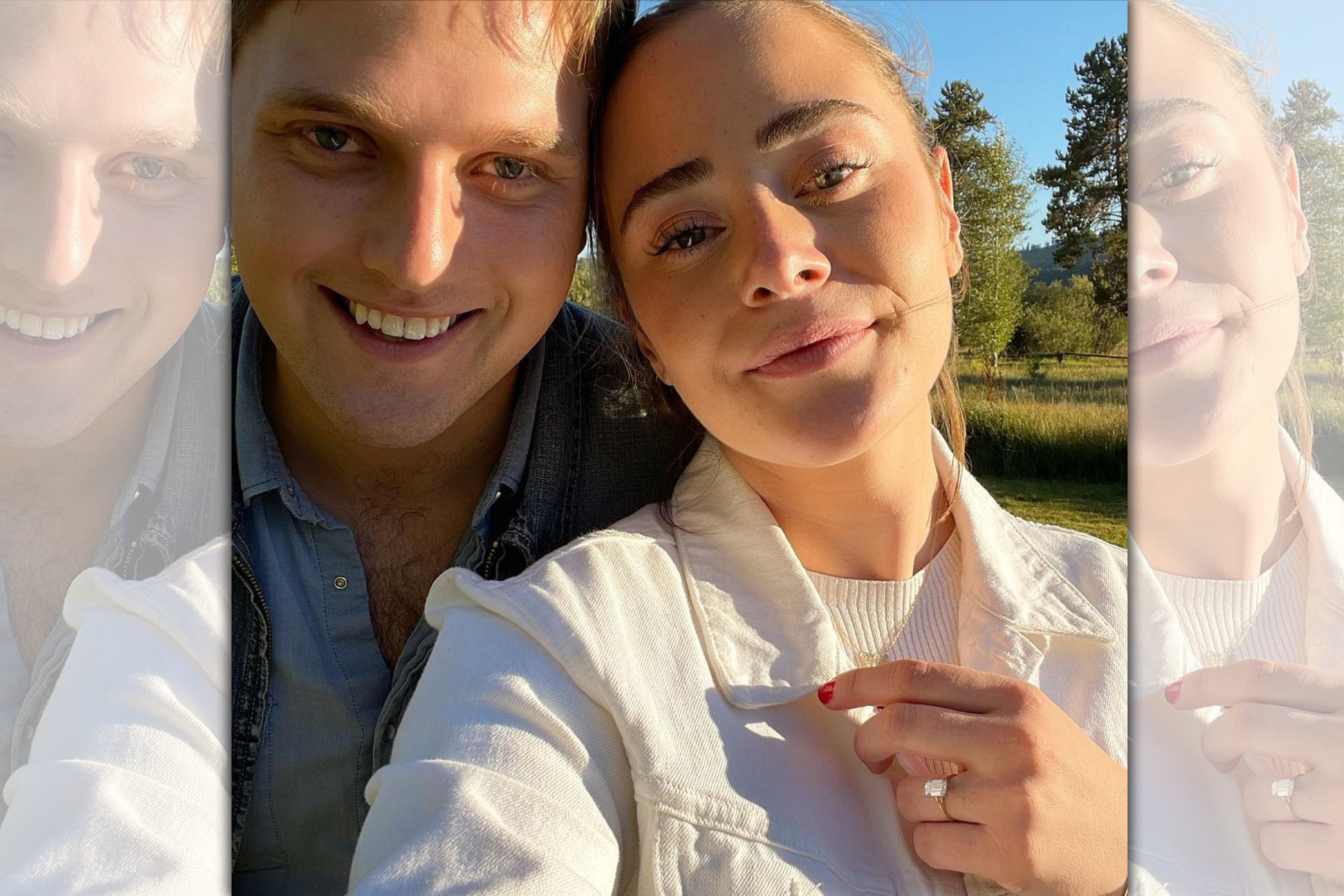 拜登孫女娜奧米（右）宣布接受未婚夫尼爾（左）求婚。（翻攝naomibiden IG）