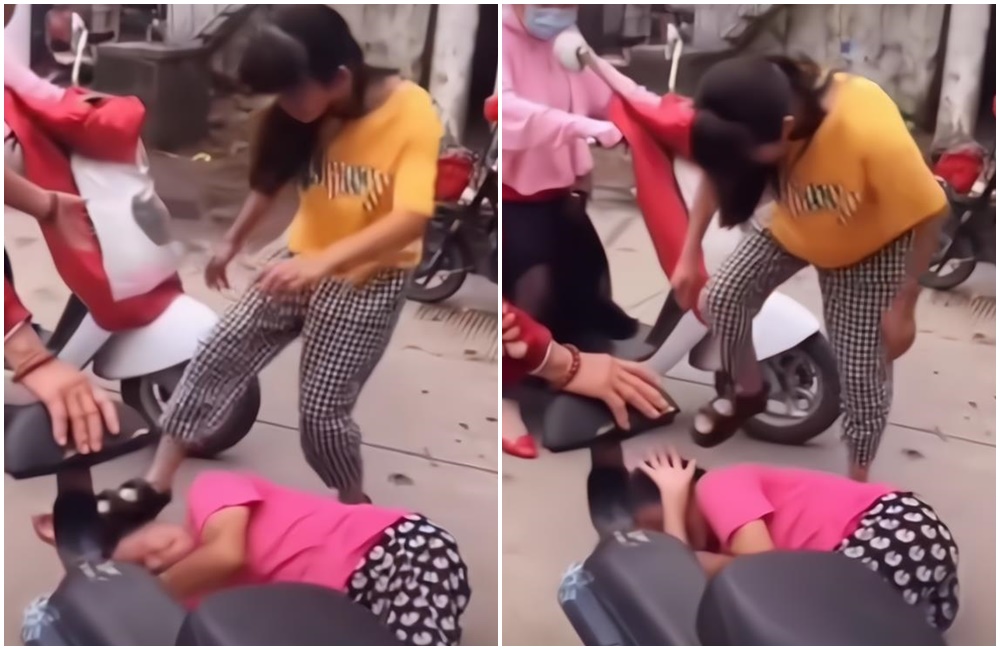 中國一對母女為了聘金問題，當街爆發肢體衝突。（翻攝網易新聞）