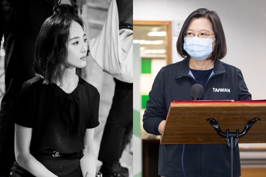 蔡英文（右）今日聲援張鈞甯（左）稱，「侵害個人權利不會對兩岸交流帶來正面幫助」。（翻攝自張鈞甯微博、本刊資料照）