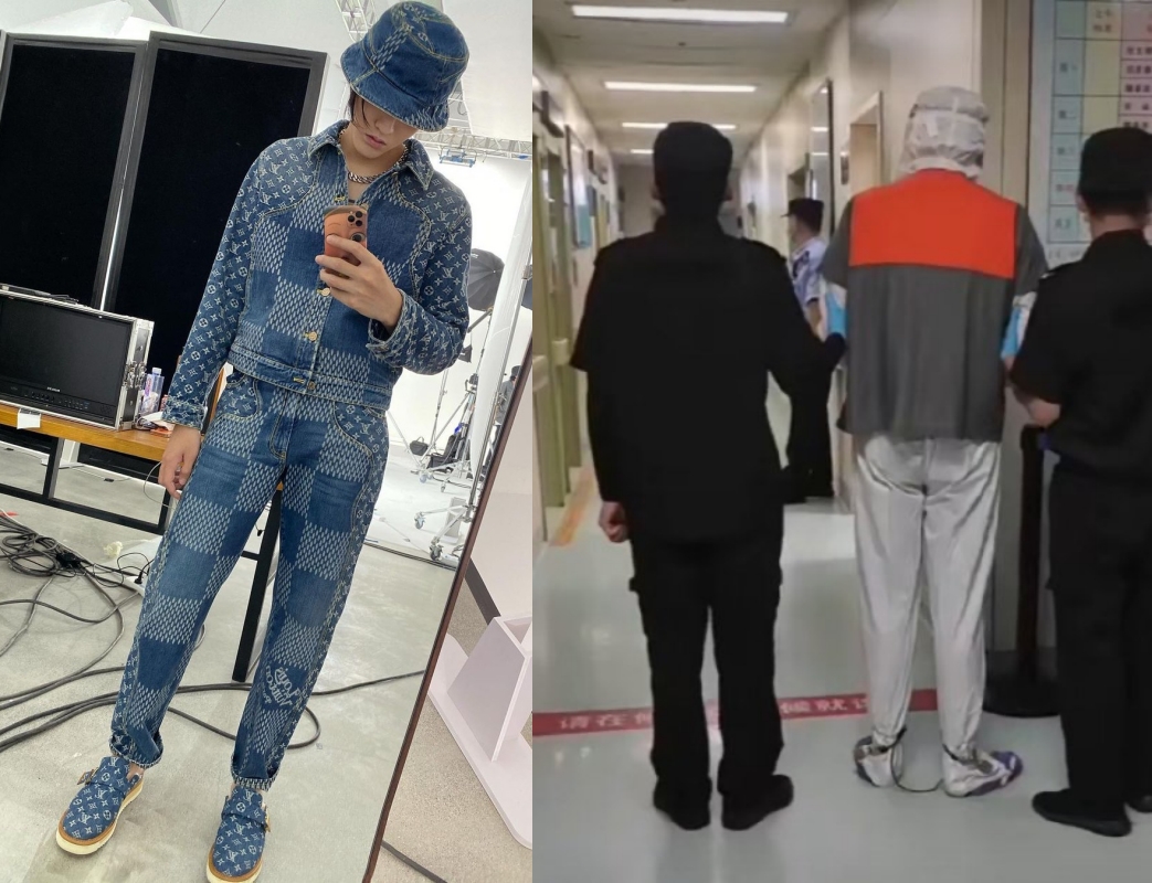 疑似吳亦凡去看皮膚科的影片在網上瘋傳。（左翻攝吳亦凡IG，右為網路圖片）