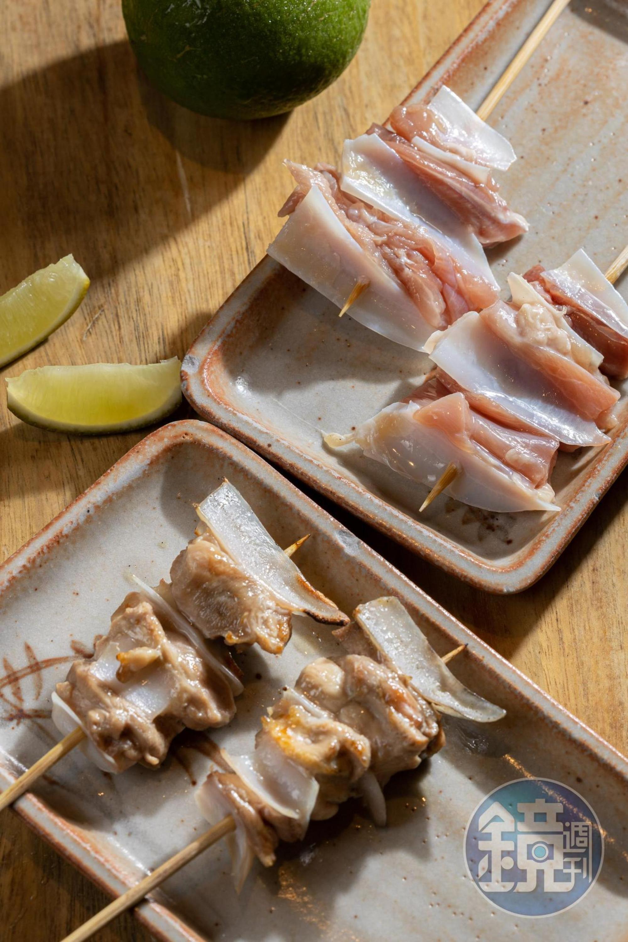 「軟骨」相當耐烤，咀嚼時特殊的脆感很帶勁。（240元／4串）