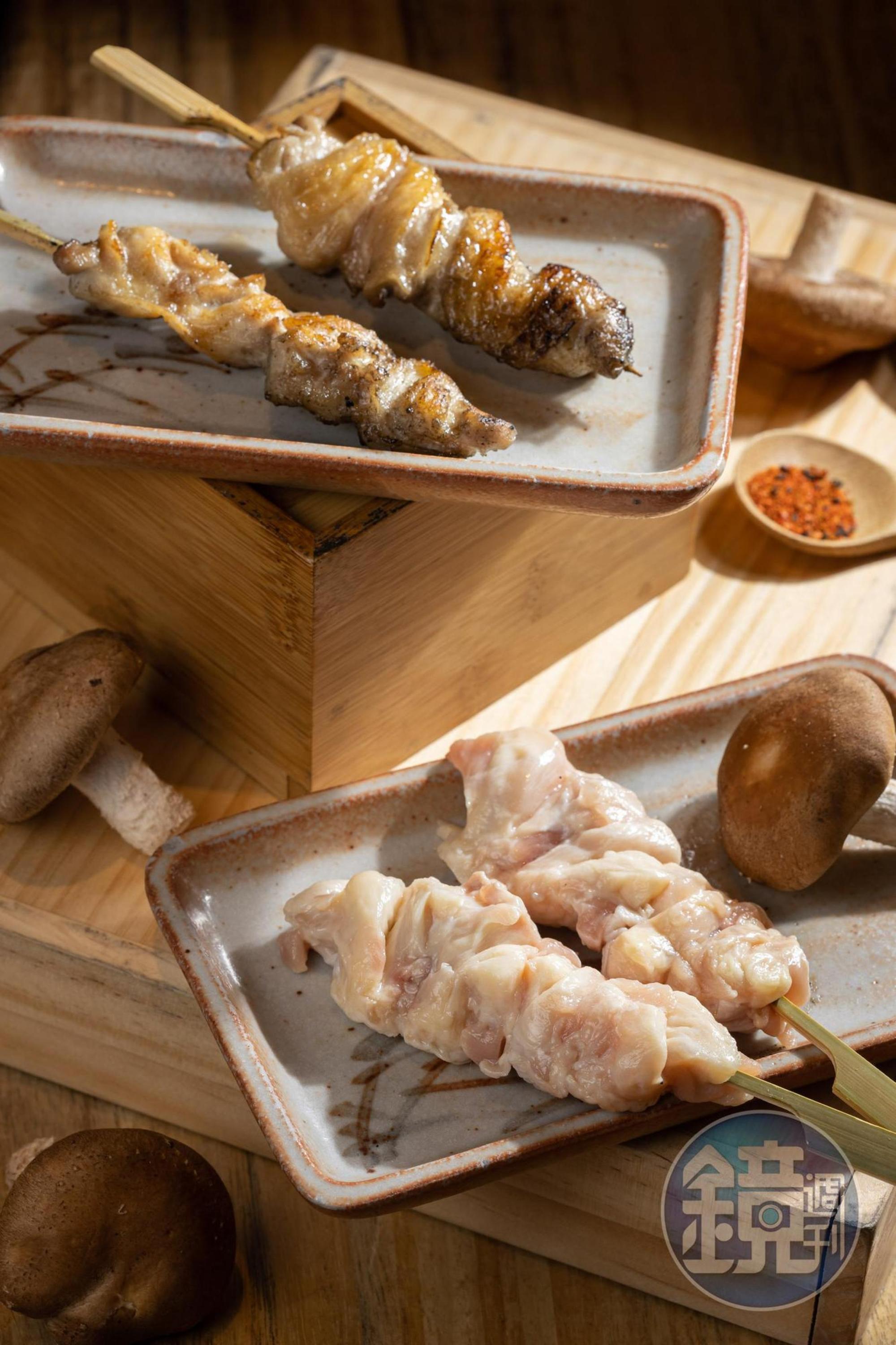 「鳳尾」就是愛恨兩極的雞屁股，但鳥喜處理得當，吃來外脆內嫩沒怪味。（240元／4串）