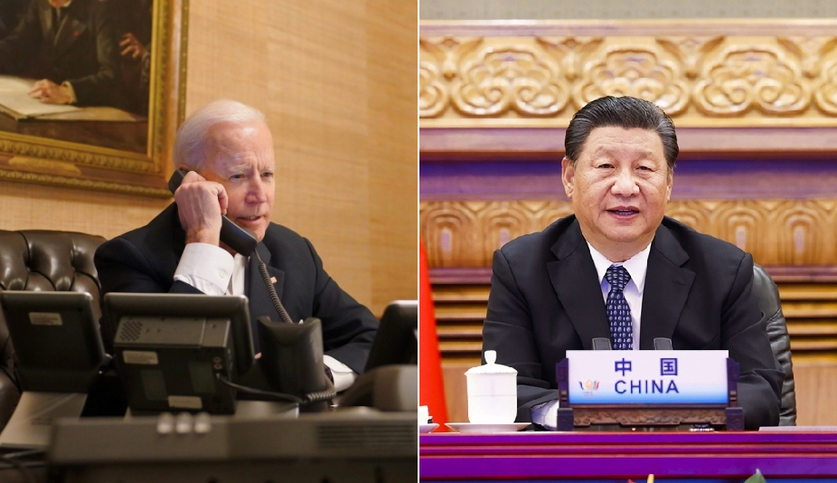 拜登（左）與習近平（右）時隔7個月再度通話。（翻攝自拜登臉書／新華網）
