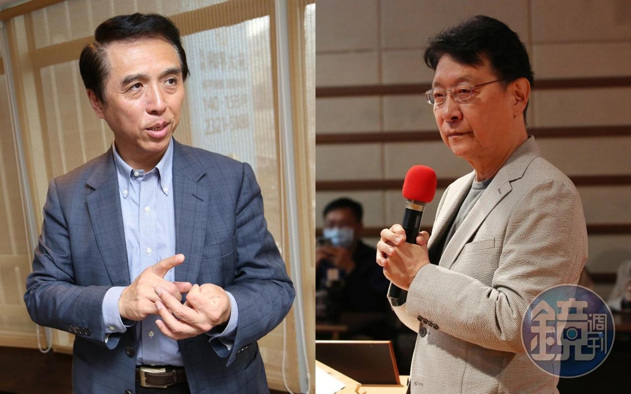 趙少康(右)大動作組成「戰鬥藍」,陳學聖(左)認為戰鬥藍的下一步,不僅是為自己作抉擇,也是讓黨再次面臨路線的抉擇。(合成照,本刊資料照)
