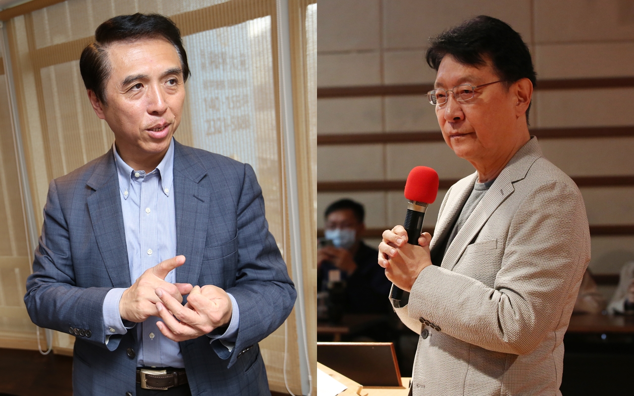 趙少康（右）大動作組成「戰鬥藍」，陳學聖（左）認為戰鬥藍的下一步，不僅是為自己作抉擇，也是讓黨再次面臨路線的抉擇。（合成照，本刊資料照）