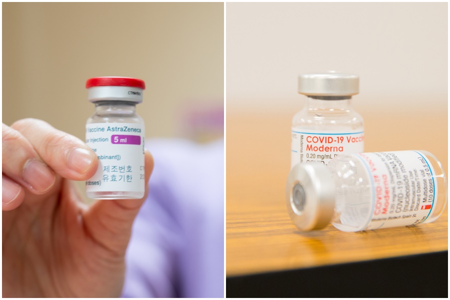 國內出現首例混打AZ及莫德納疫苗的確診案例受到突破性感染。（示意圖，左圖為行政院提供、右圖為本刊資料照）