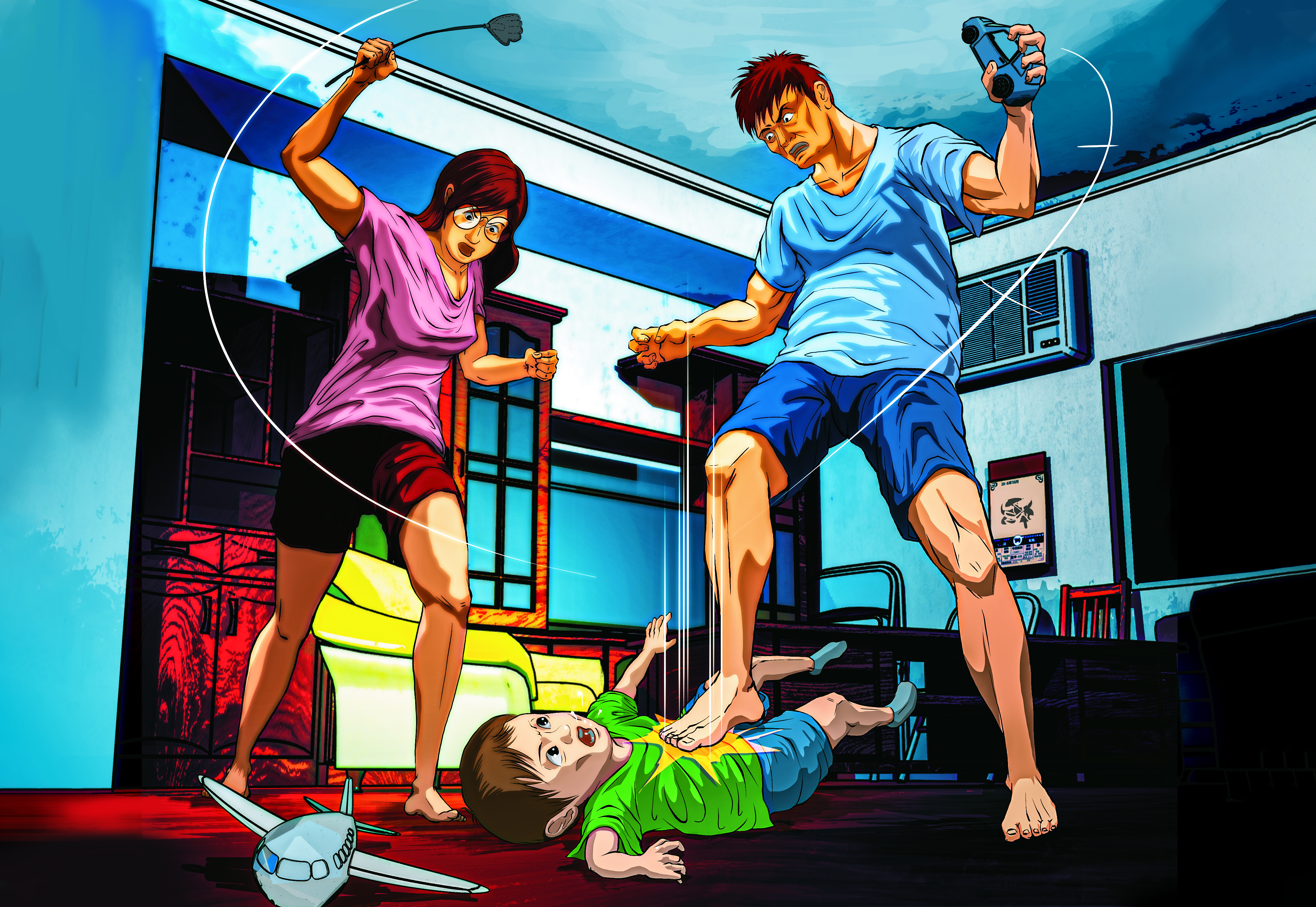 劉姓保母和她的張姓丈夫多次對3歲男童施虐,甚至踩踏男童腹部。(示意畫面)