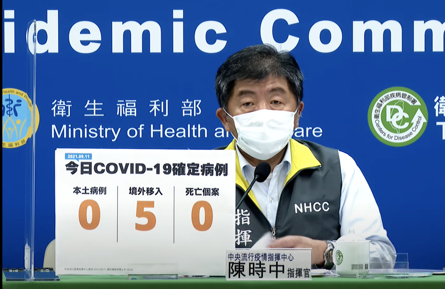 指揮中心公布，今新增5例境外移入。（翻攝畫面）