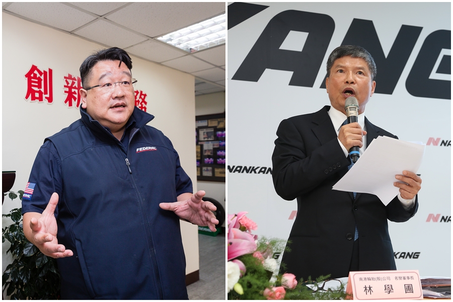 泰豐經營權之爭休戰，公司與市場派談和，雙方共同提一份名單。左圖為泰豐董事長馬述健、右圖為南港輪胎榮譽董事長林學圃。
