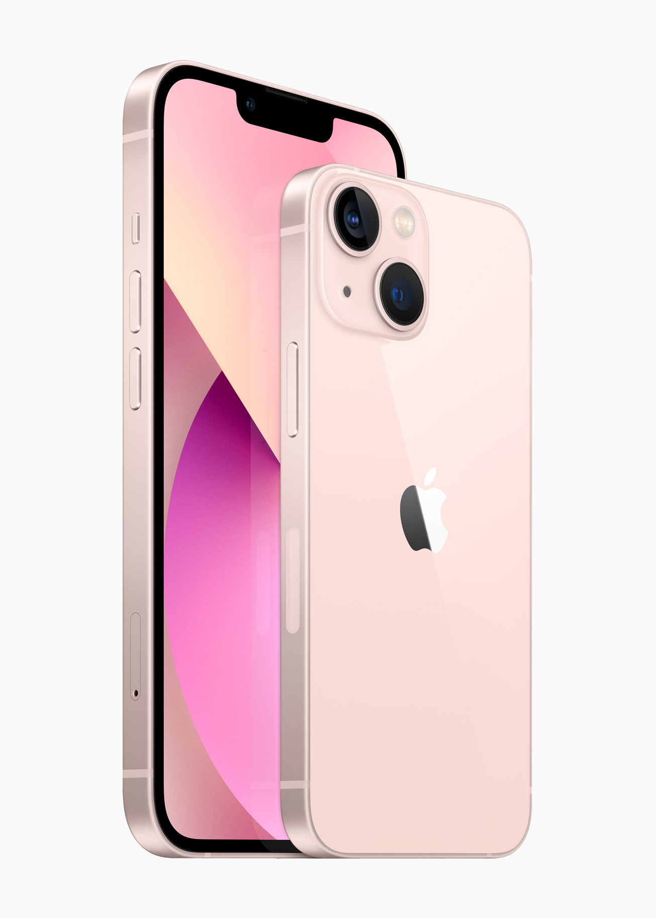 iPhone 13 Pro系列的新色為天峰藍色、iPhone 13和13 mini新色則為粉紅色。(蘋果提供)