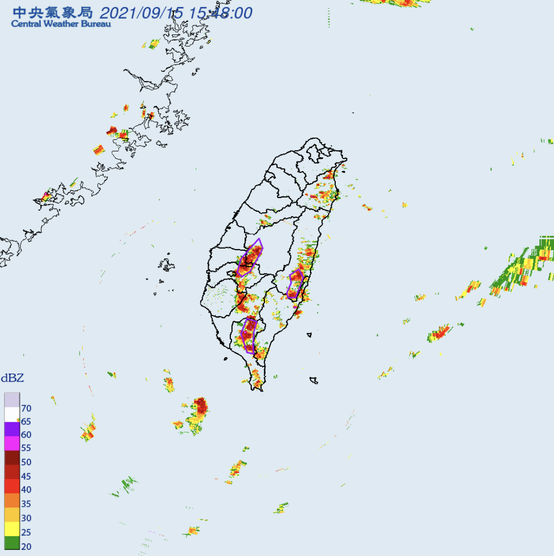 氣象局針對7縣市發布大雷雨即時訊息。(氣象局提供)