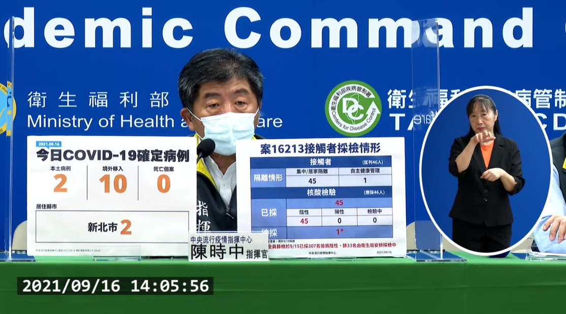 指揮中心今（16）日公布國內新增12例COVID-19確定病例，分別為2例本土及10例境外移入。（翻攝疾管署YT頻道）