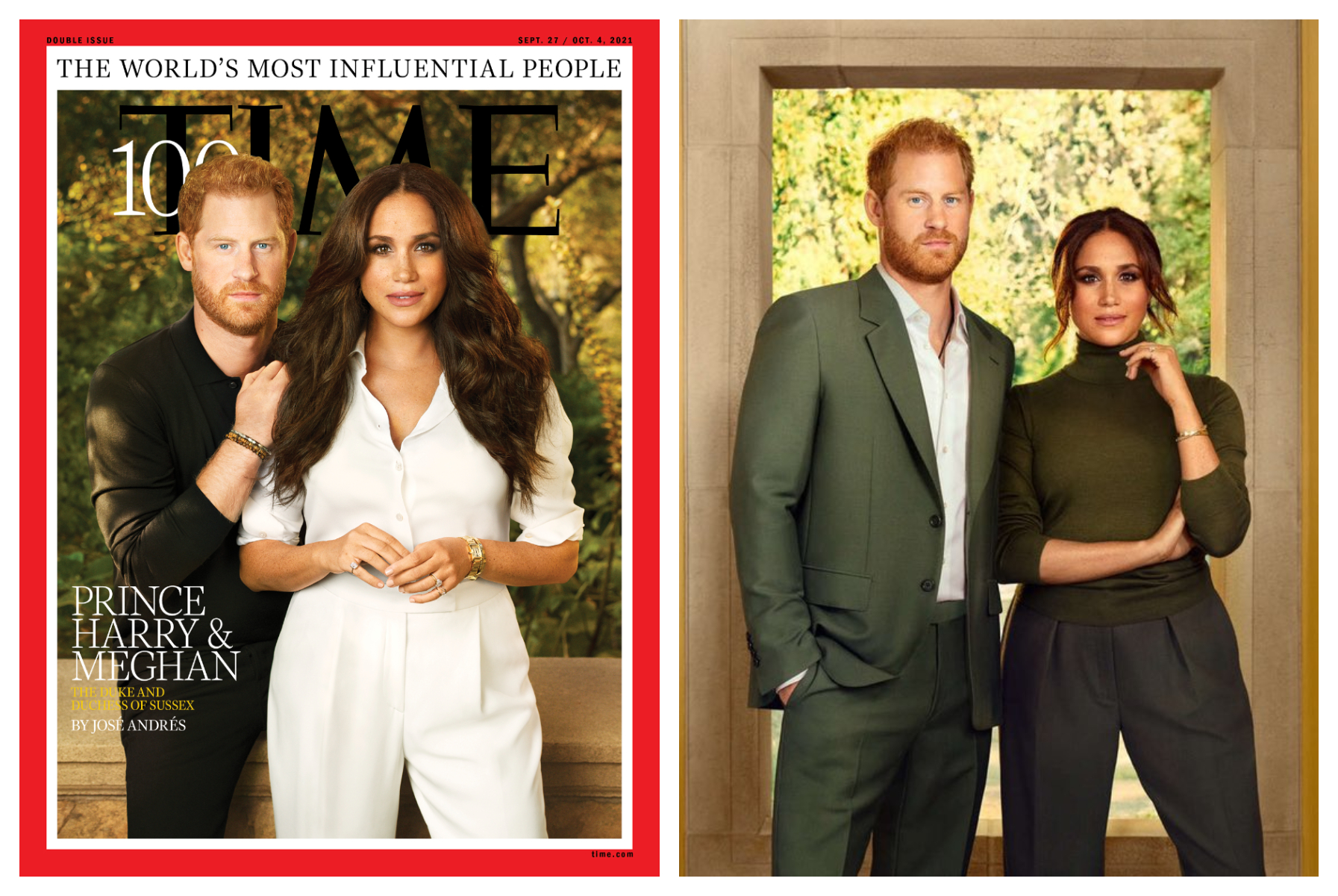梅根和哈利王子獲選《時代》雜誌百大影響力人物。(翻攝TIME官網)