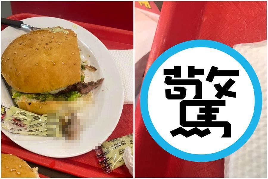 玻利維亞一名女子到速食店吃漢堡,沒想到竟吃到人類手指。(翻攝自Estefany Benitez臉書)