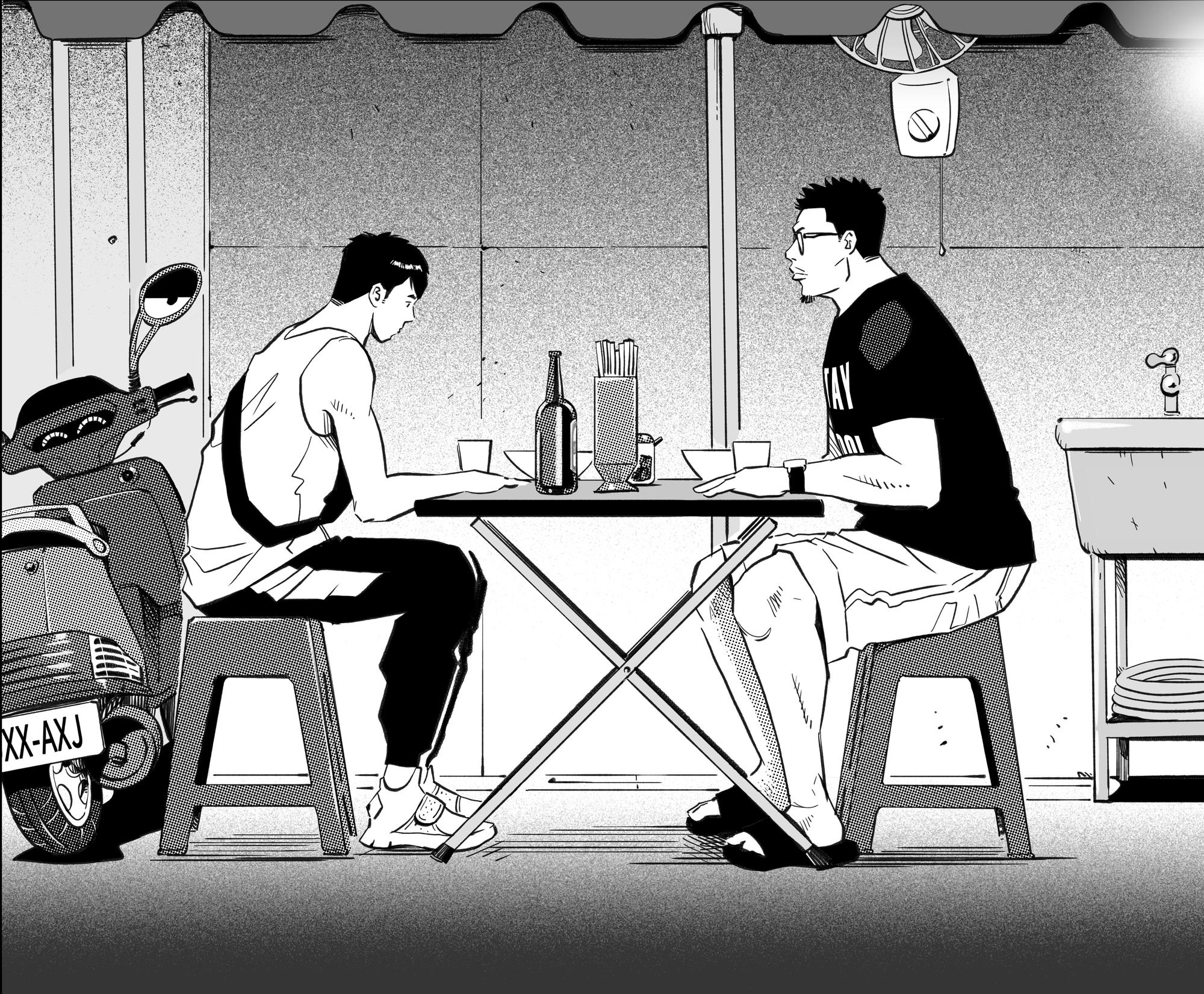 《宅男打籃球》相當接地氣,場景一看就知道是在台灣。(LINE WEBTOON提供)