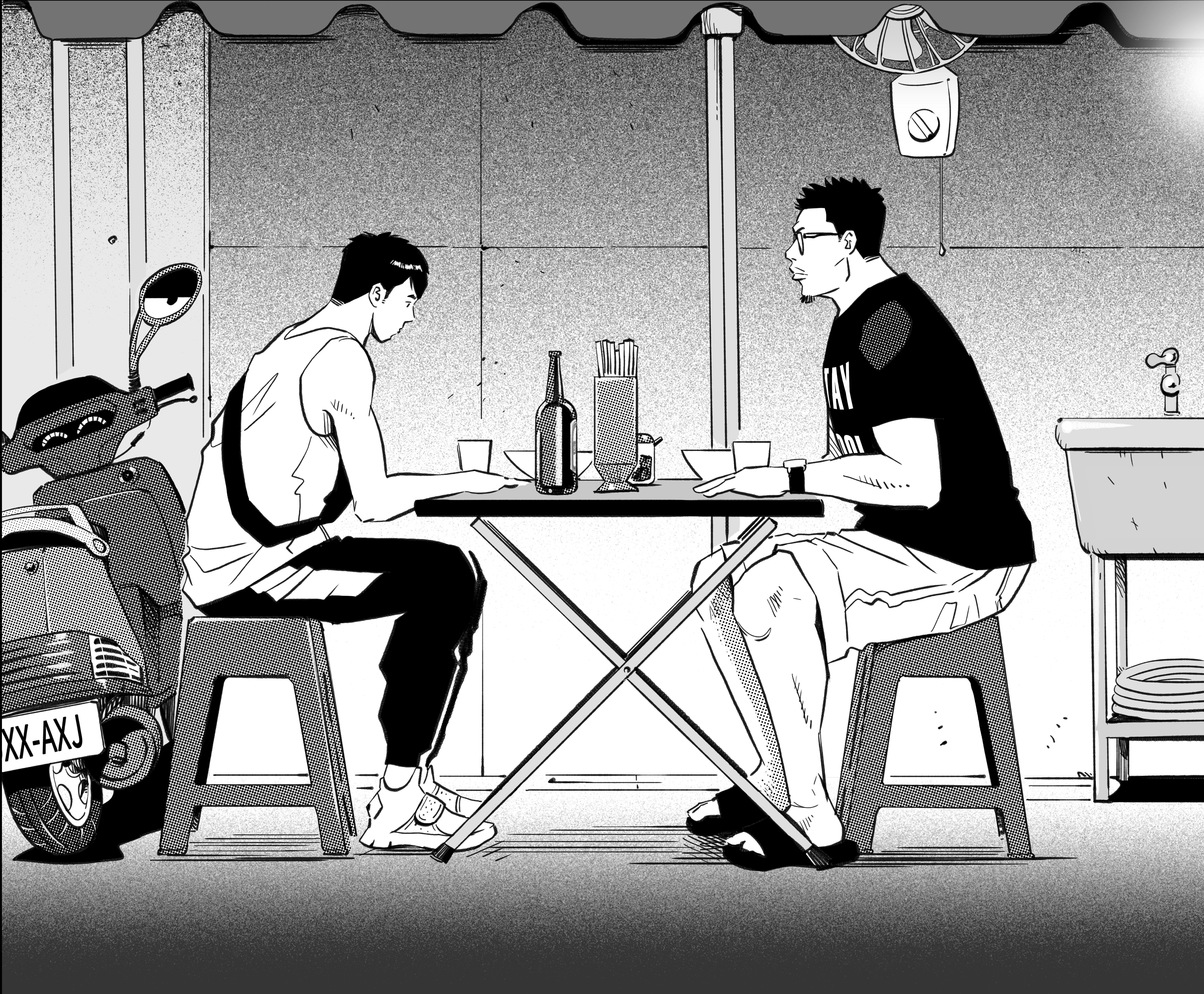 《宅男打籃球》相當接地氣,場景一看就知道是在台灣。(LINE WEBTOON提供)