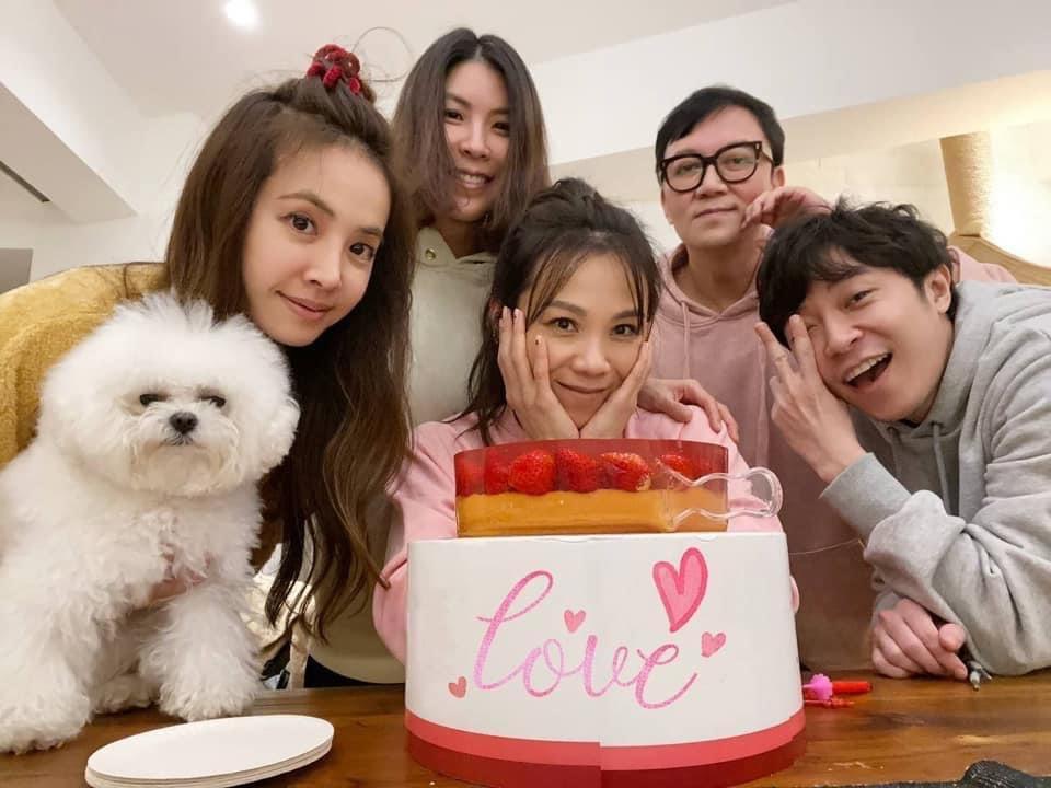 蔡依林(左起)與許茹芸、蔡健雅及青峰等相聚,玩得相當盡興。(翻攝自蔡健雅臉書)
