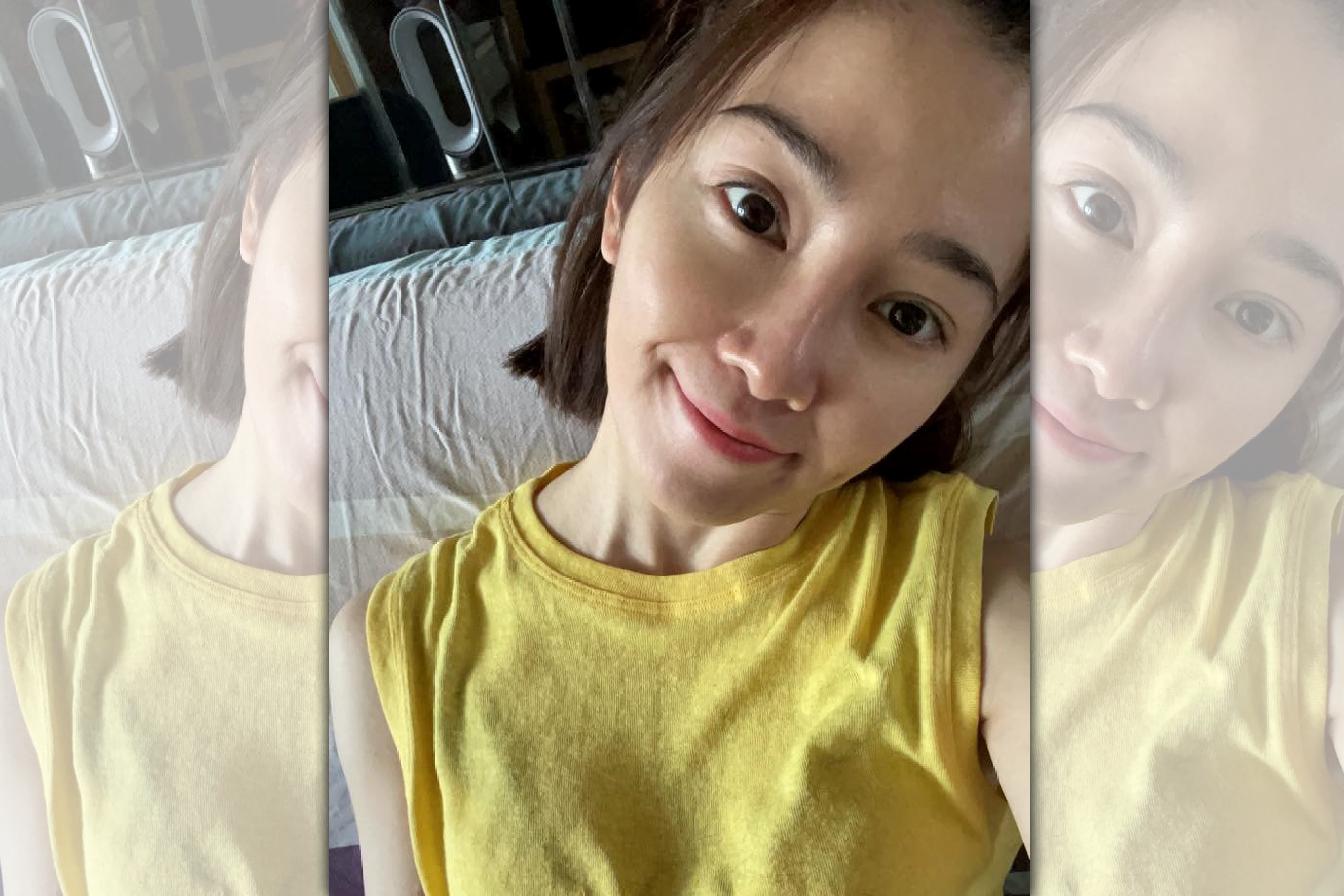 許藍方曬素顏照嗆酸民。（翻攝許藍方臉書）