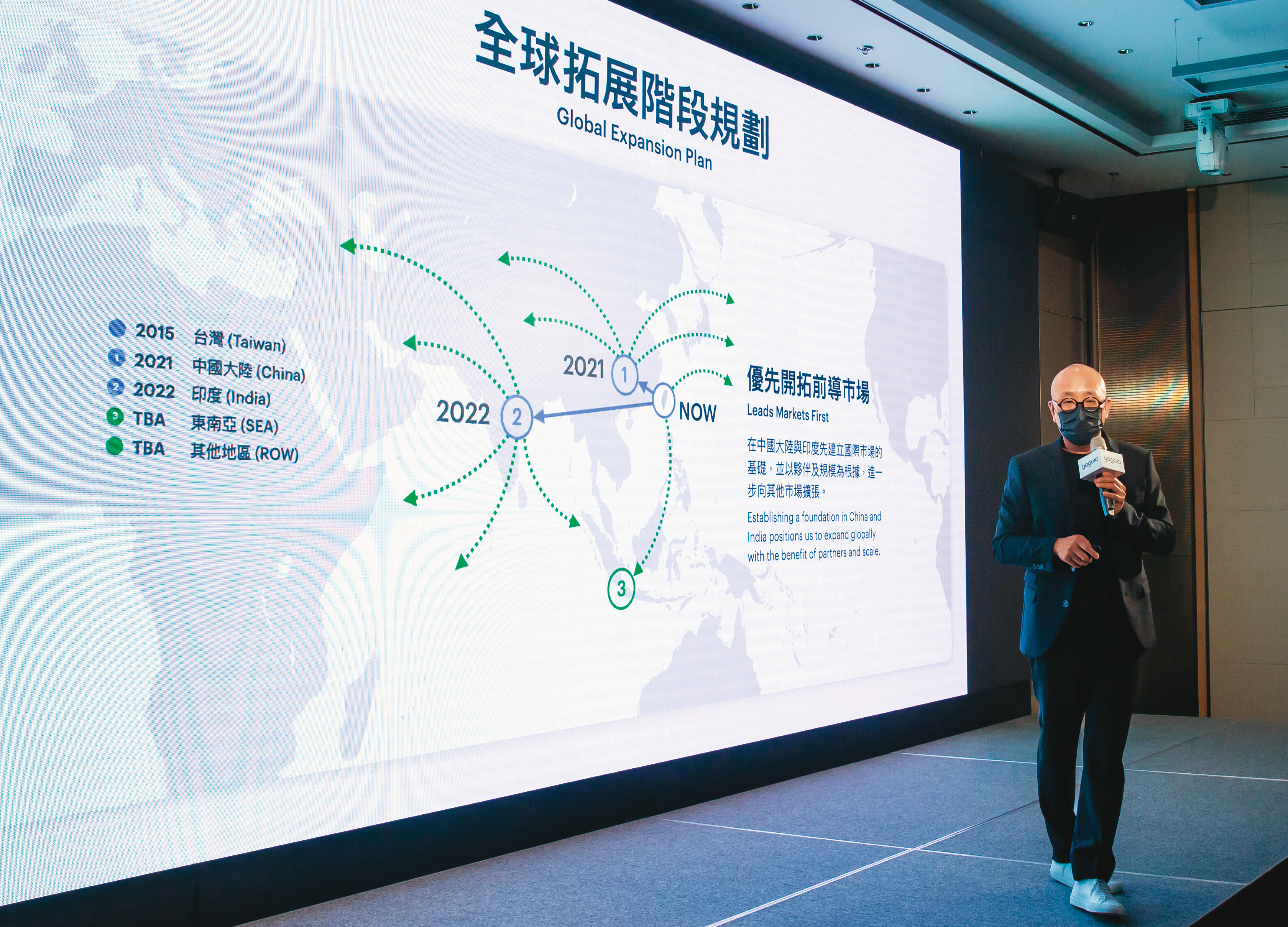 陸學森宣布，中國和印度是Gogoro進軍國際的第一步。