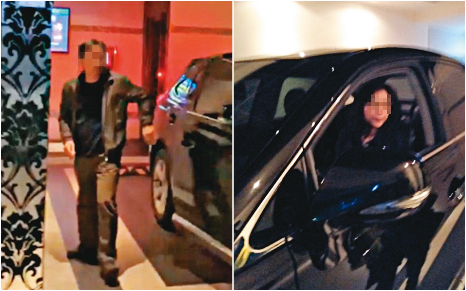 陳姓人夫見到妻子上門抓姦，立刻下車快步離開現場，而張女為了逃離現場，無視陳妻以肉身擋車，還試圖開車衝撞對方。。（讀者提供）