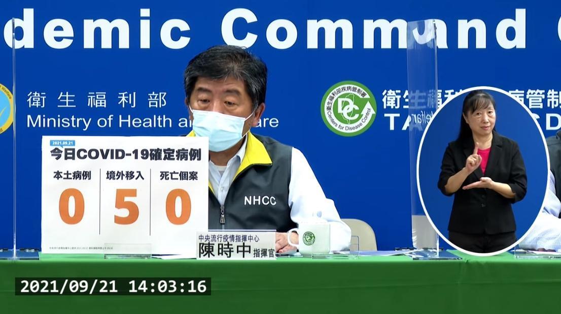 指揮中心今(21)日公布國內新增5例COVID-19確定病例,均為境外移入個案。(翻攝自疾管署YT頻道)