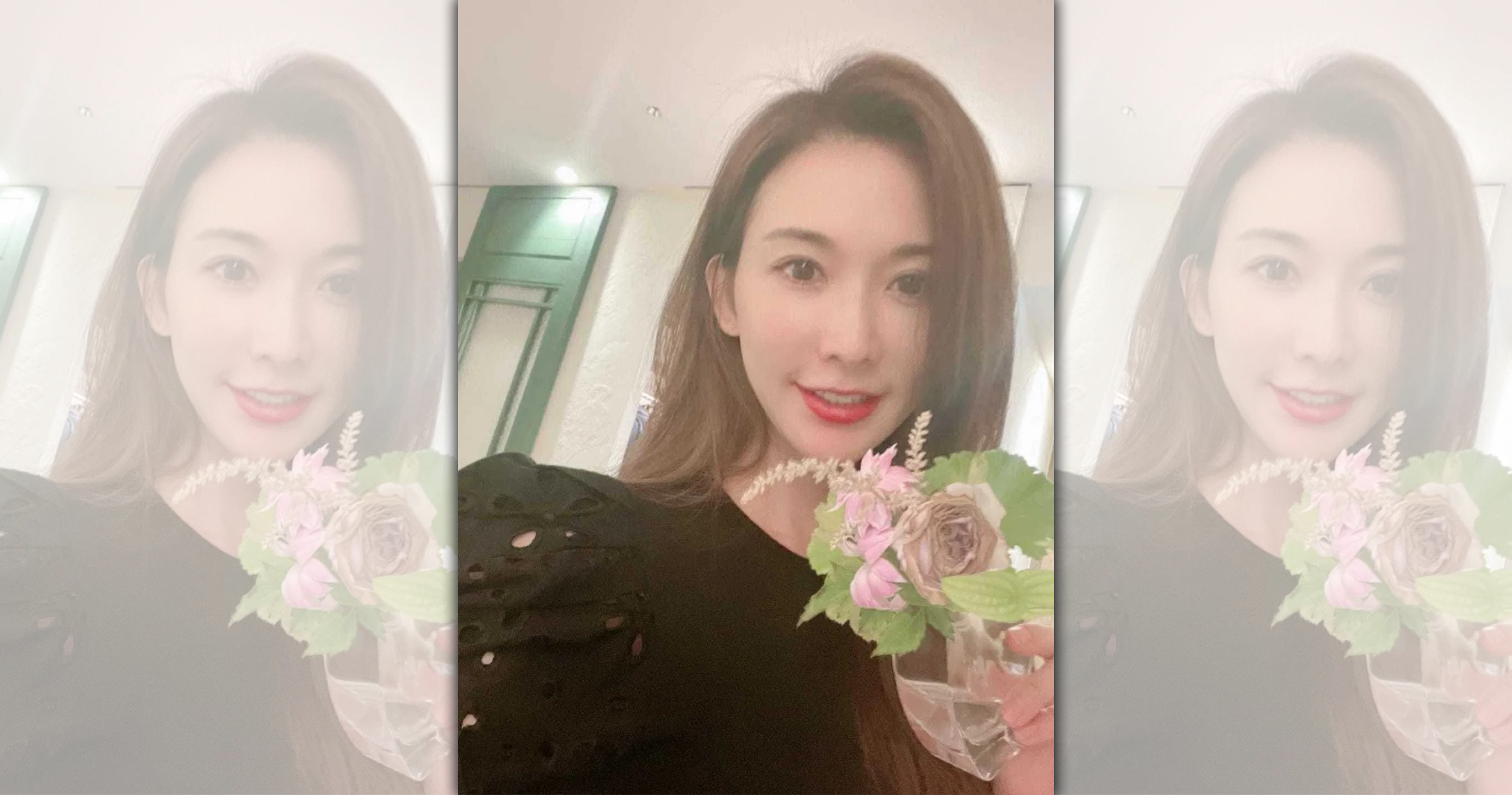 林志玲捧著花祝大家中秋節快樂。（翻攝自林志玲IG）