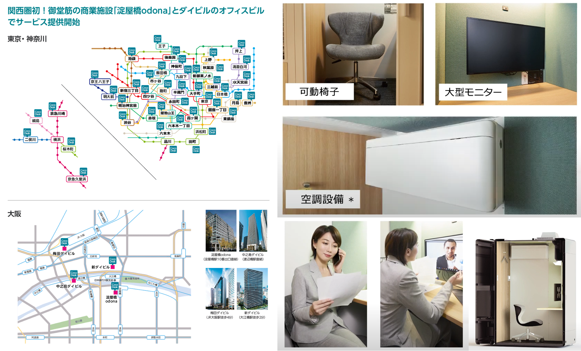 目前東京許多電車站已可見該設施，今年也擴點到關西，包廂內配備基本的辦公設備，隔音有隱密性也適合視訊會議。（翻攝自FujiFilm官網）