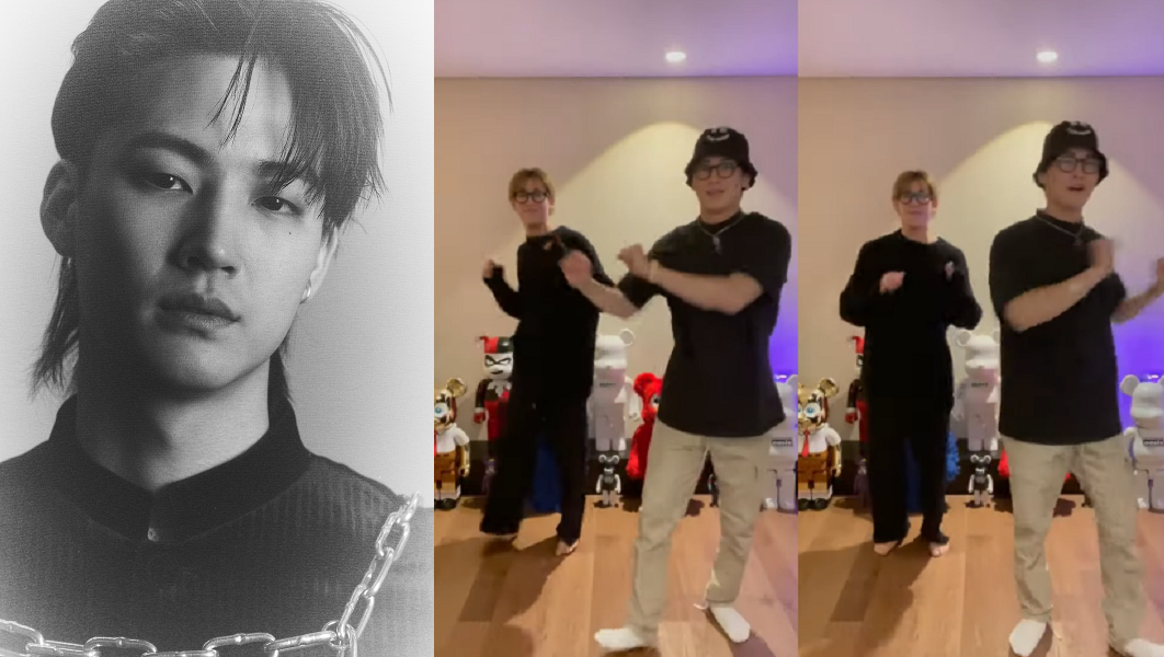 JAY B（左圖）推出EP《SOMO:FUME》，找隊友BamBam挑戰主打歌《B.T.W》舞蹈。（左圖華納音樂提供，右圖翻攝自JAY B Instagram）