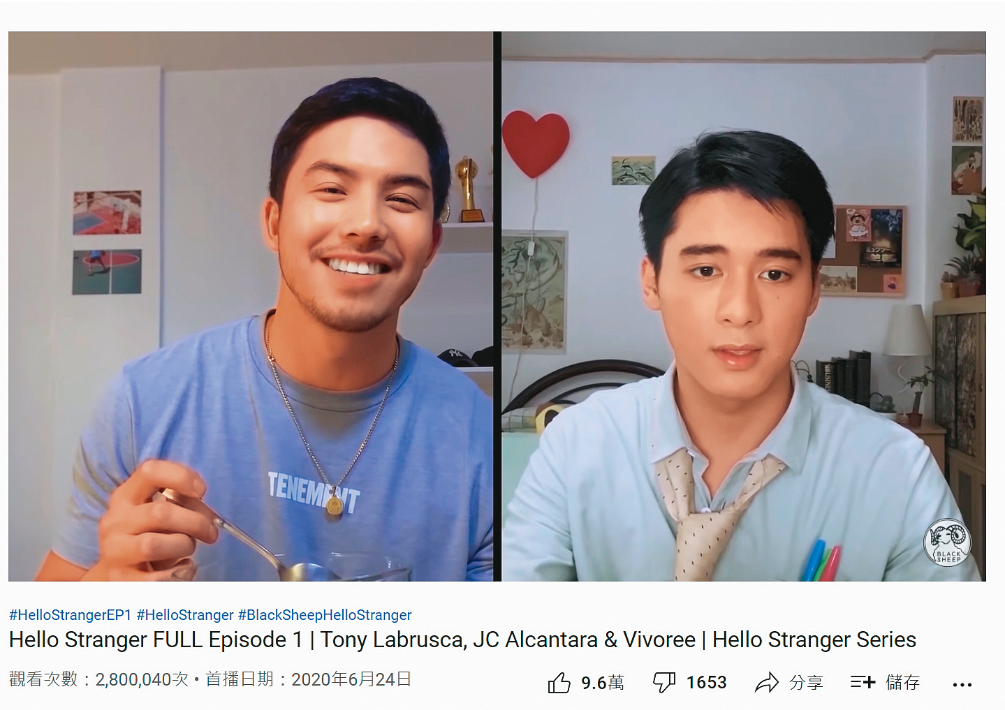 菲律賓製作的BL遠端劇《Hello Stranger》單集播放次數破280萬，更推出電影版。（翻攝自YouTube畫面）