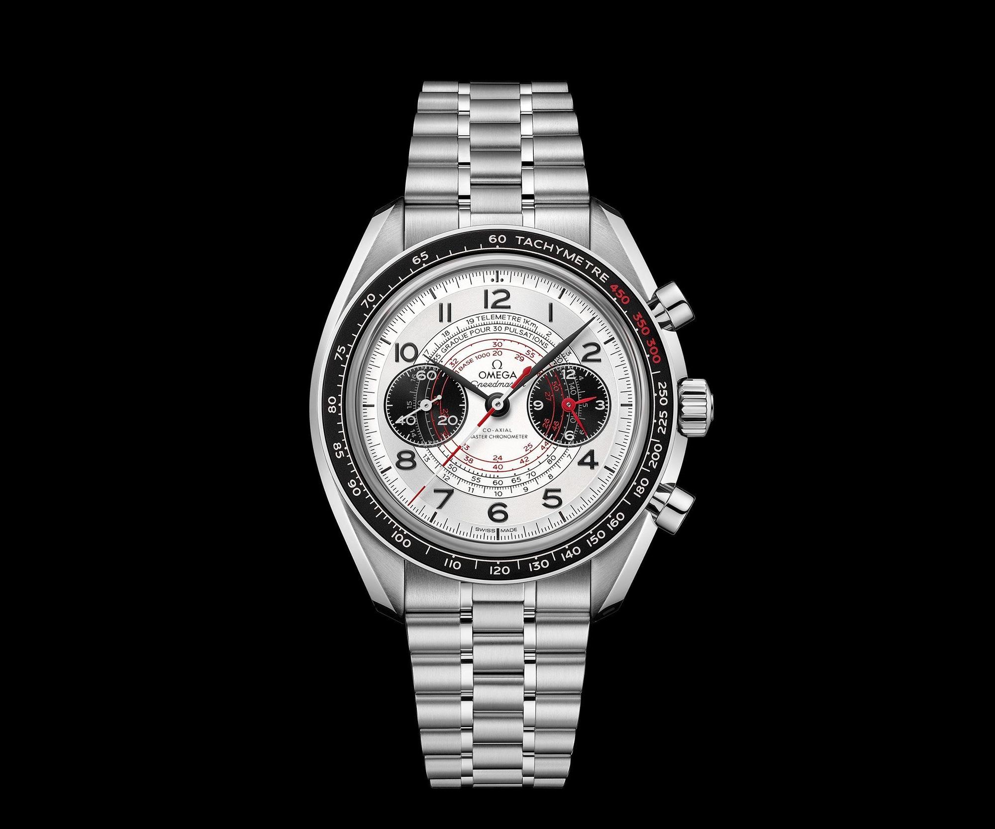 Speedmaster Chronoscope腕錶，精鋼錶殼搭配精鋼鍊帶，建議售價NT$283,000。