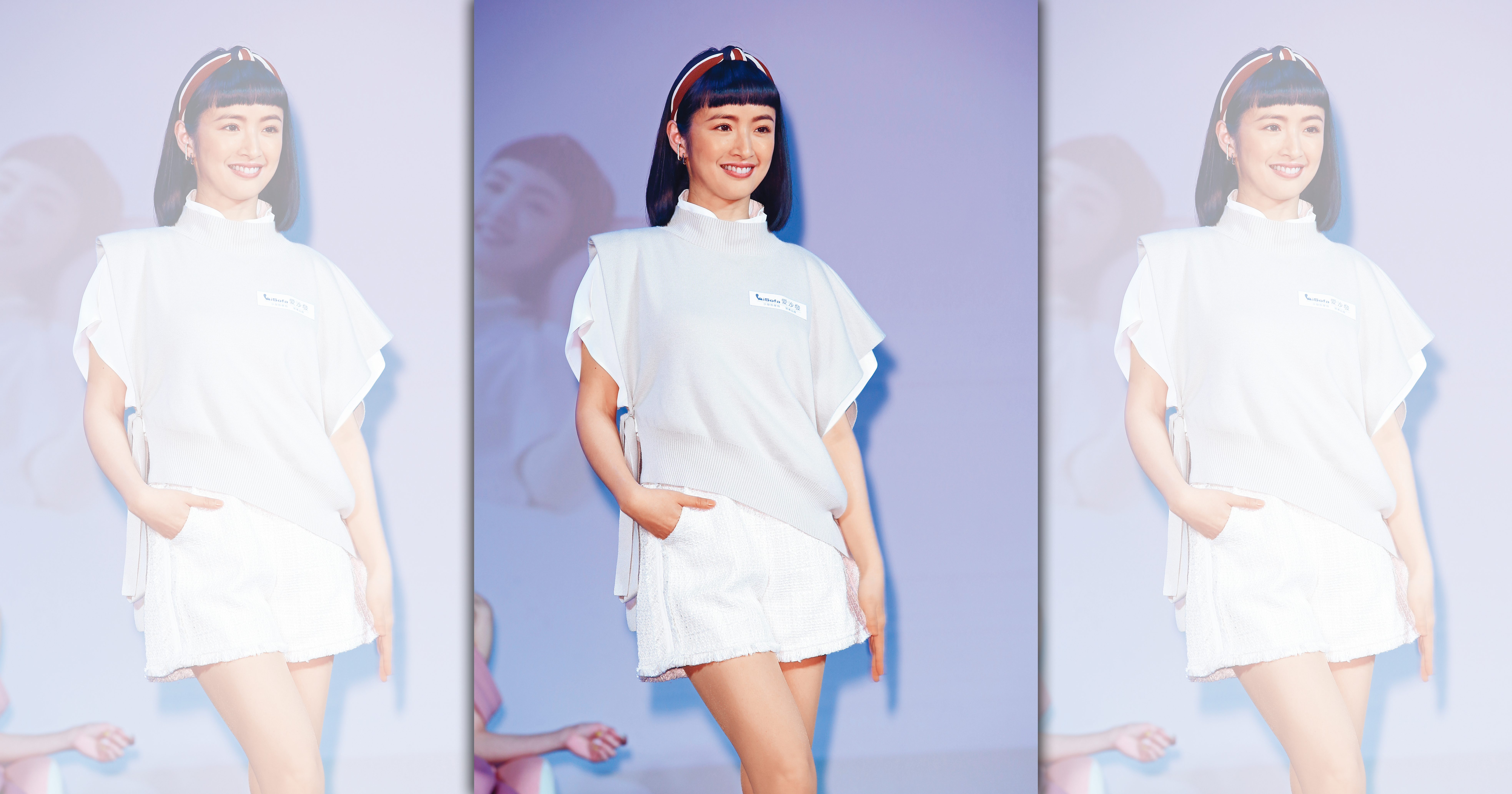 林依晨今年3月為按摩椅代言現身時，已經以寬鬆服裝示人。