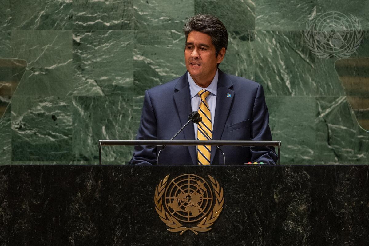 帛琉總統惠恕仁在聯合國大會辯論聲援台灣。（翻攝自聯合國官網un.org）