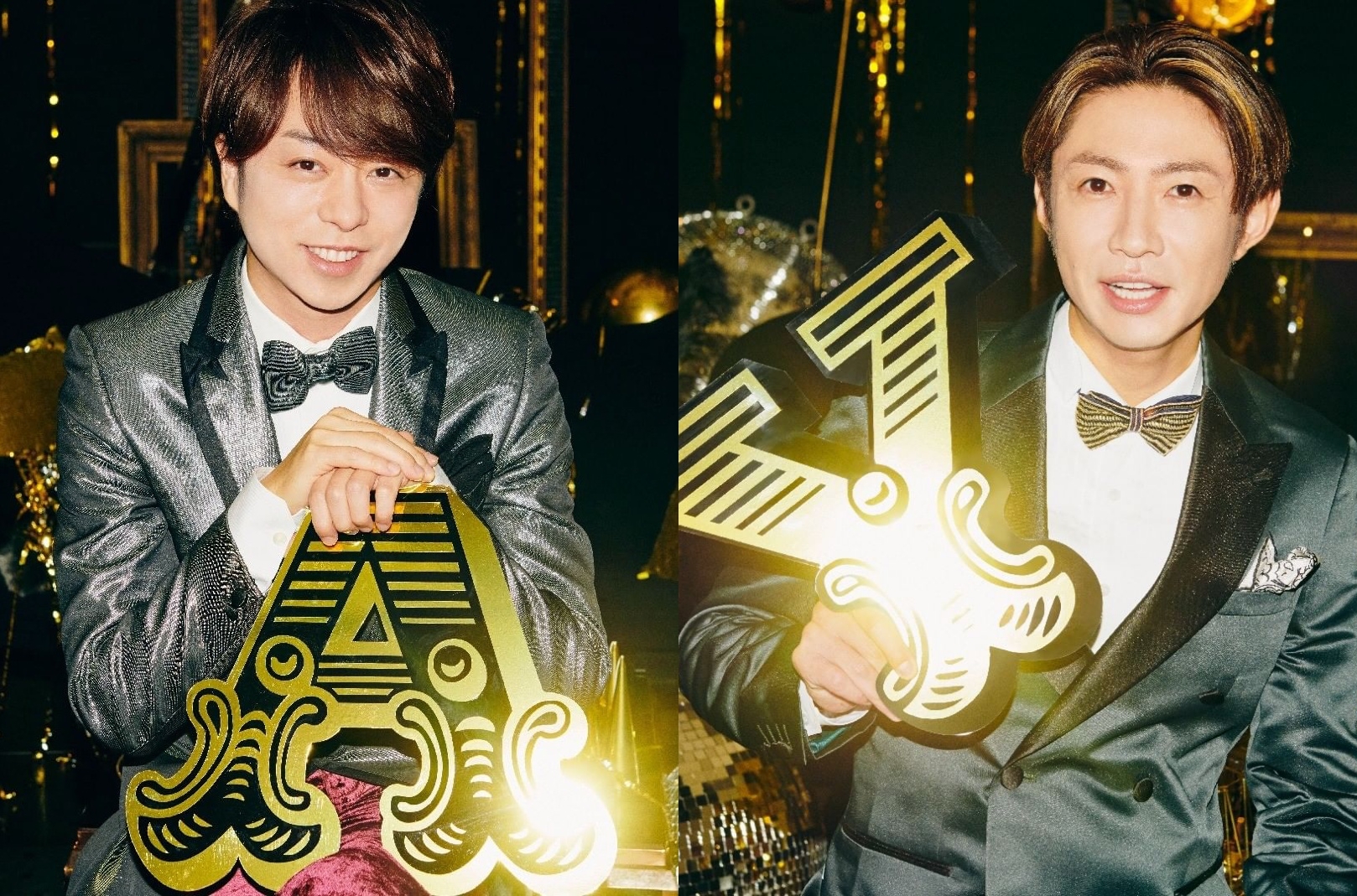 ARASHI成員櫻井翔（左）與相葉雅紀同時發表「各自」結婚宣言。（合成圖片，翻攝自arashi ig）