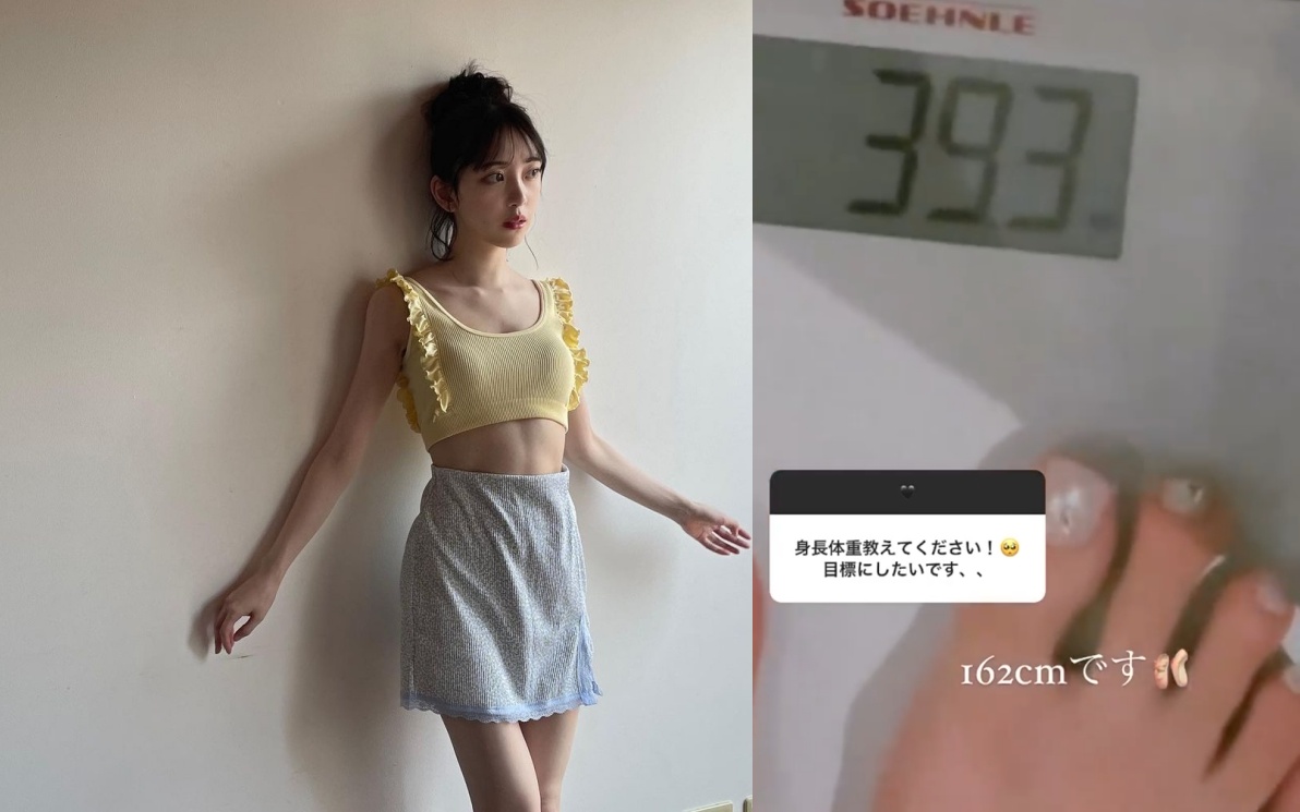 女星堀未央奈在IG限時動態秀出自己體重39.3公斤影片，嚇到許多粉絲。（翻攝堀未央奈IG）