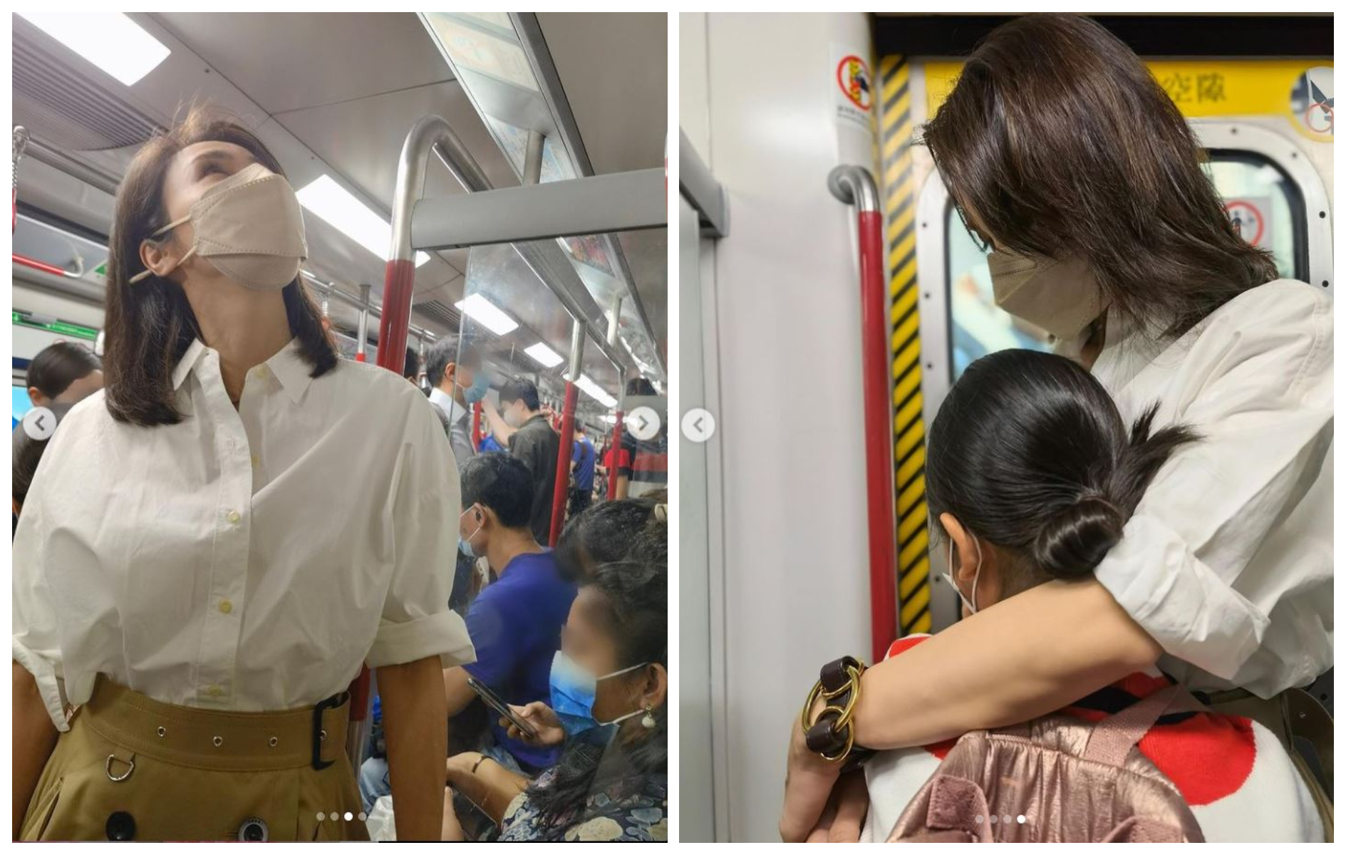 黎姿帶著女兒搭地鐵,看上去跟一般通勤族沒兩樣。(翻攝黎姿IG)