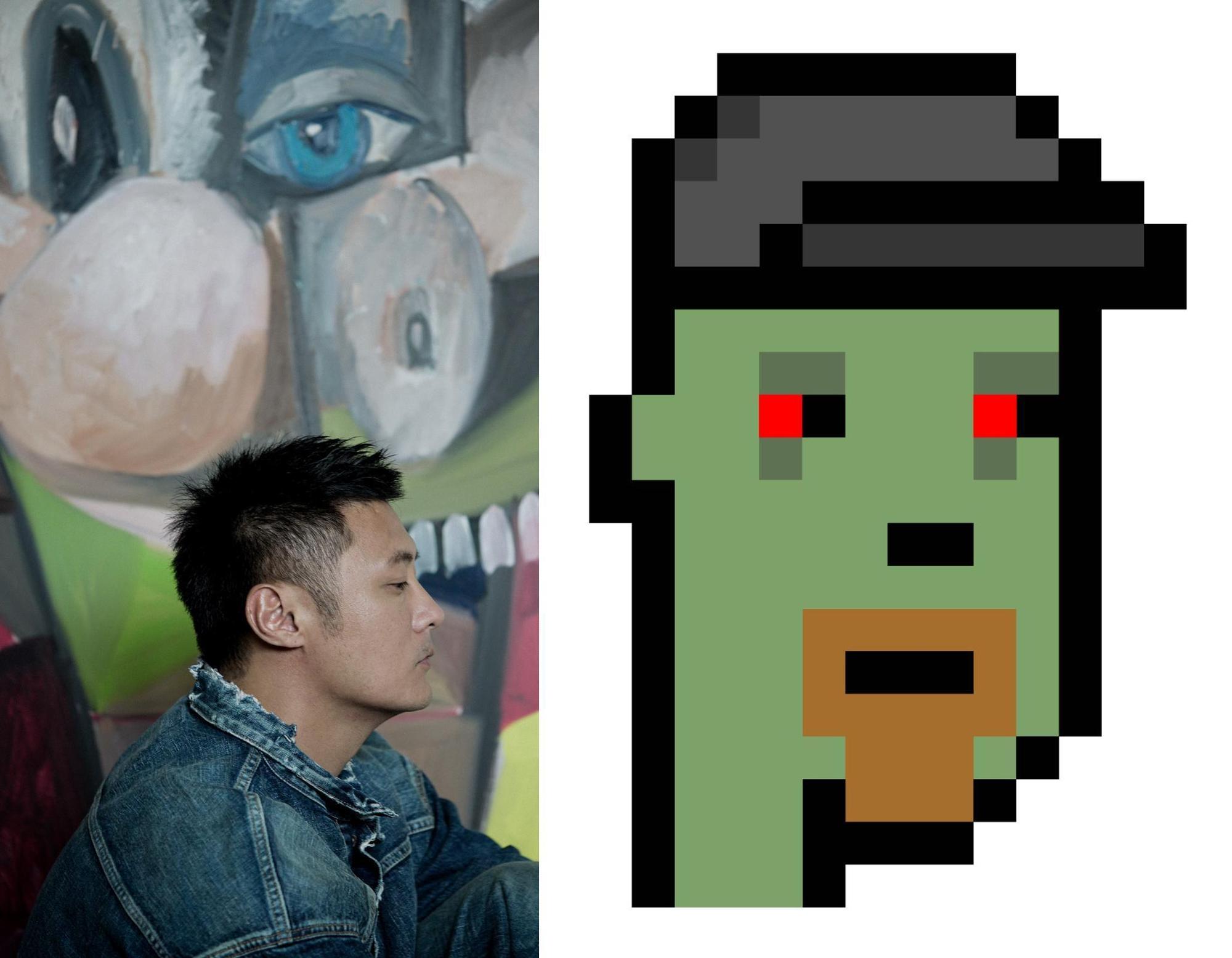 由LARVA LABS 2005創作的NFT《CRYPTOPUNK 9997》,以港幣3,385萬港元(約新台幣1.2億元)價格成交,遠高於估價5倍。(佳士得提供)