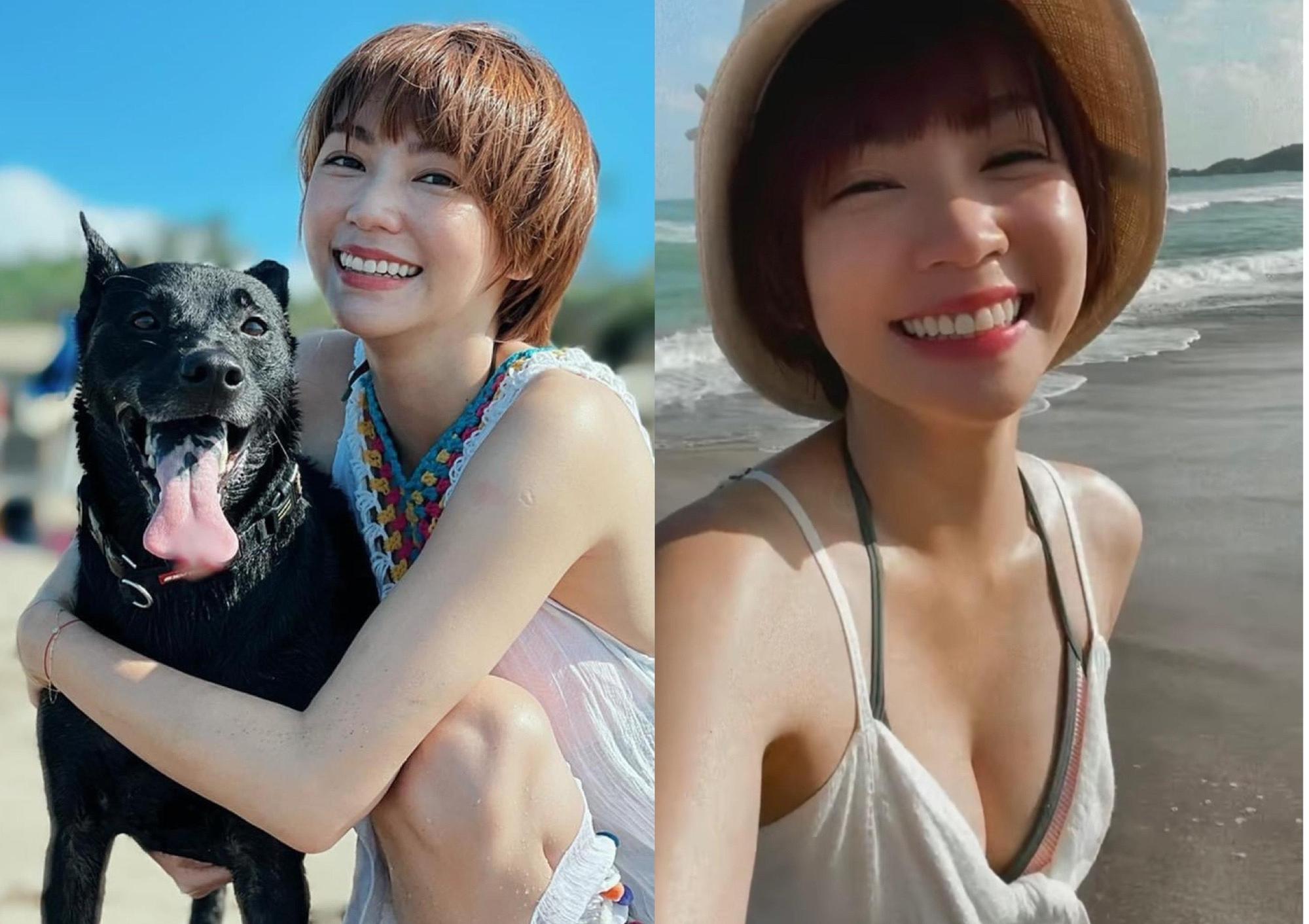 曾智希日前趁著好天氣到海邊走走，大曬比基尼。（翻攝自曾智希臉書）